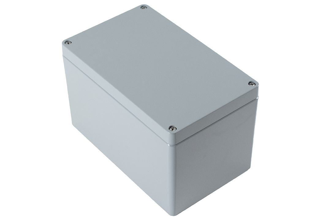 1590Z163GY smooth gray RAL 7001 deep diecast aluminum enclosure, 260 x 160 x 160 mm