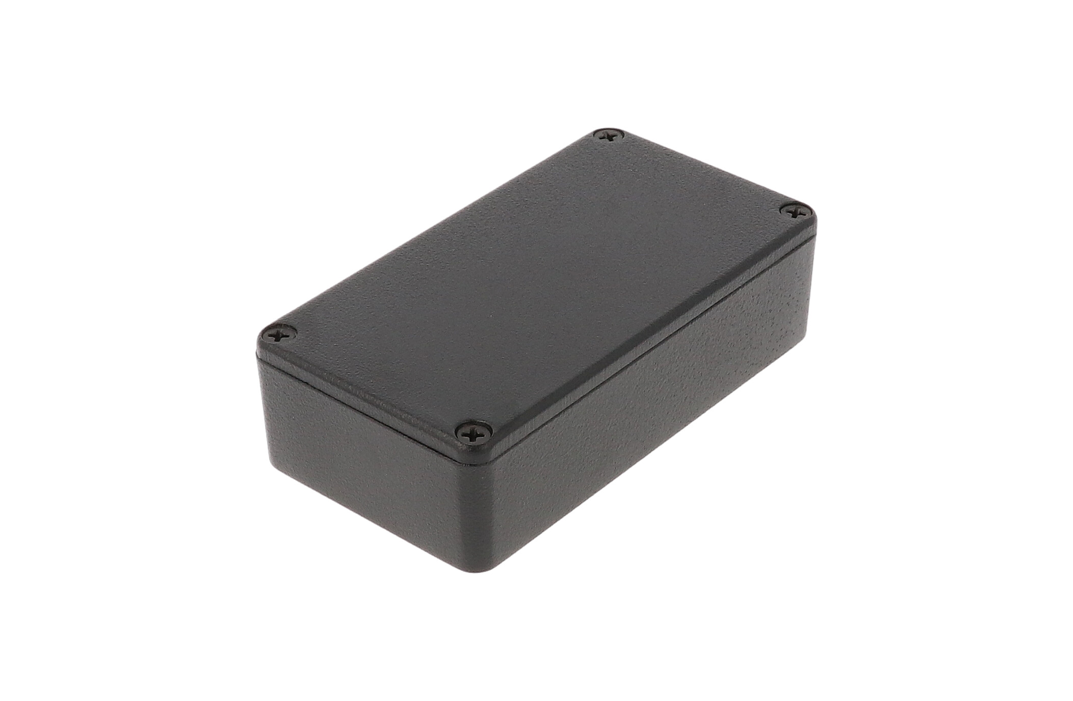 1590BBK black textured diecast aluminum enclosure with lid and cover screws