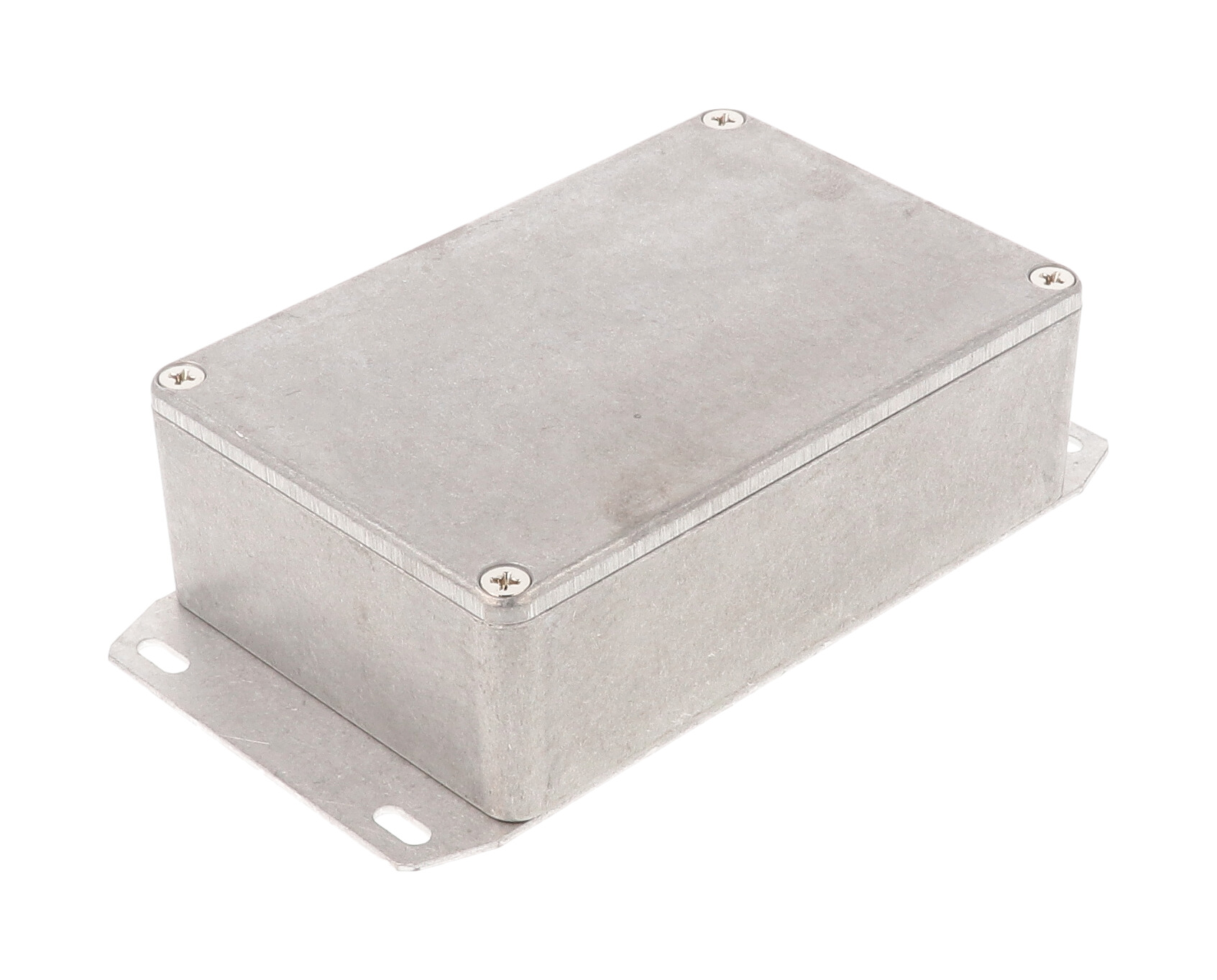 1590B3F natural diecast aluminum enclosure with welded flanged bottom plate — view 4