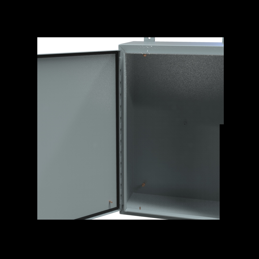 1418F10LP 30 x 20 x 10 in gray mild steel Type 4/12 wallmount enclosure with continuous hinge door and clamps