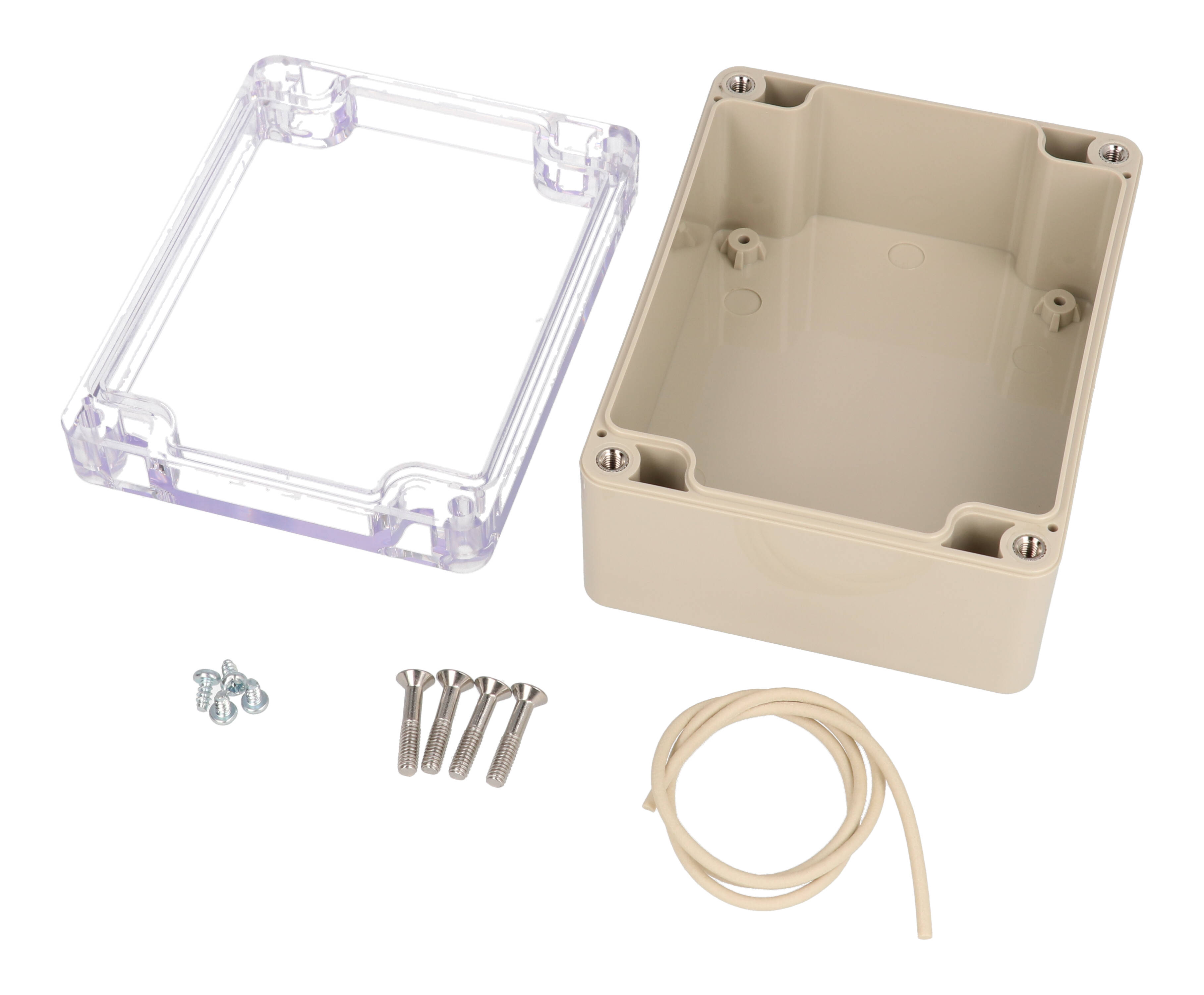 RZ0311C beige ABS water-tight enclosure with clear polycarbonate lid, 115 x 90 x 55 mm