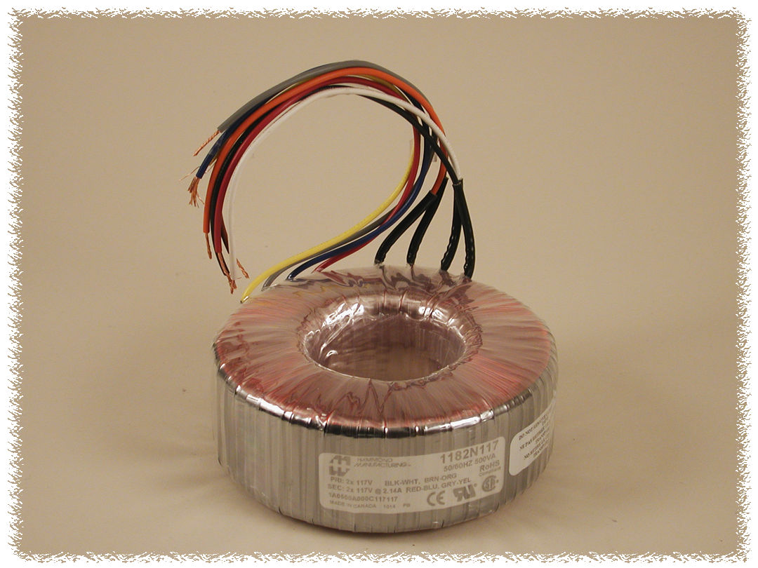 1182K117 160 VA toroid power transformer with dual 117 V secondaries and flexible colour-coded leads — view 2