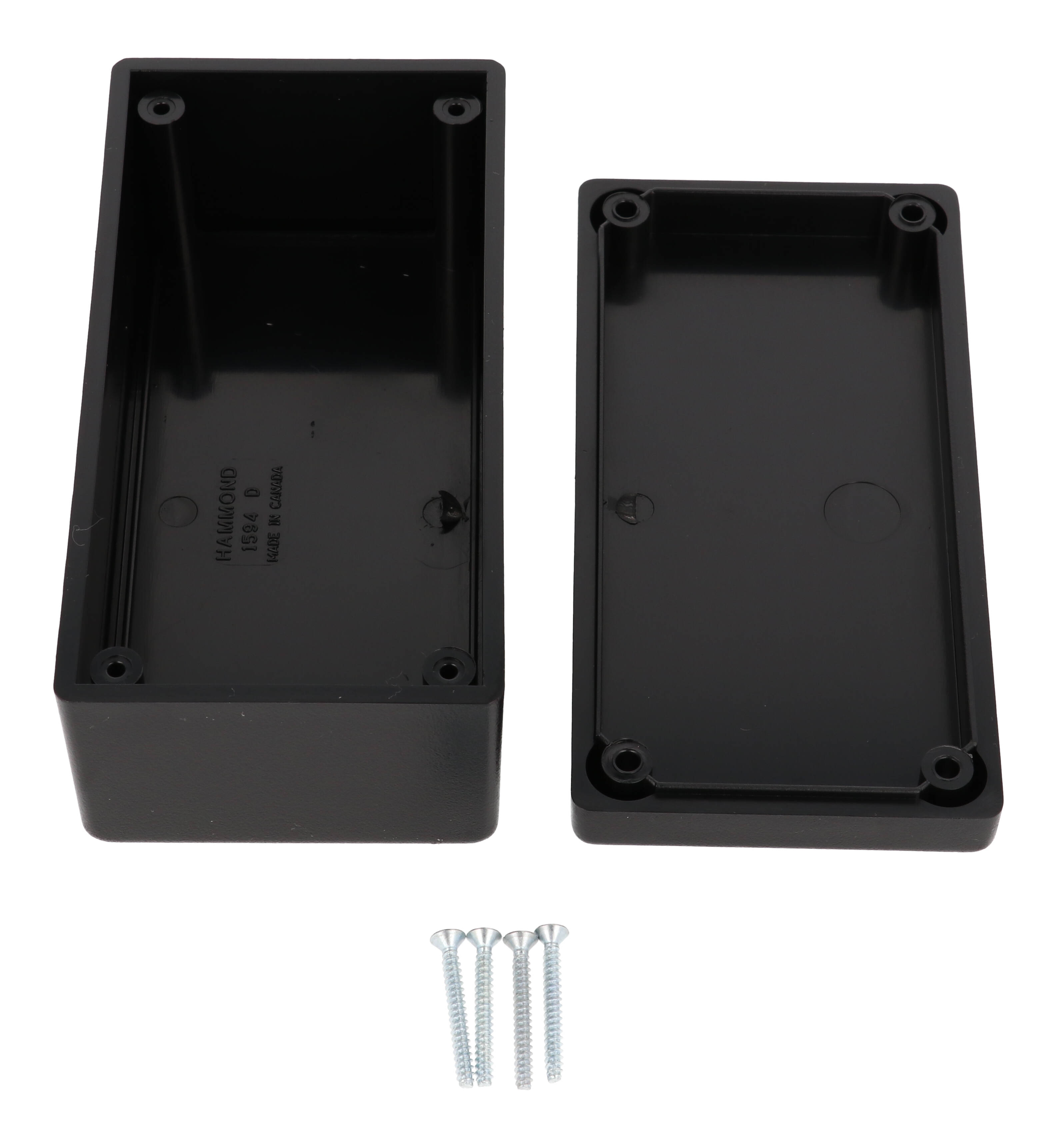 1594DSBK black general purpose ABS economy enclosure with lid, 132 x 66 x 55 mm
