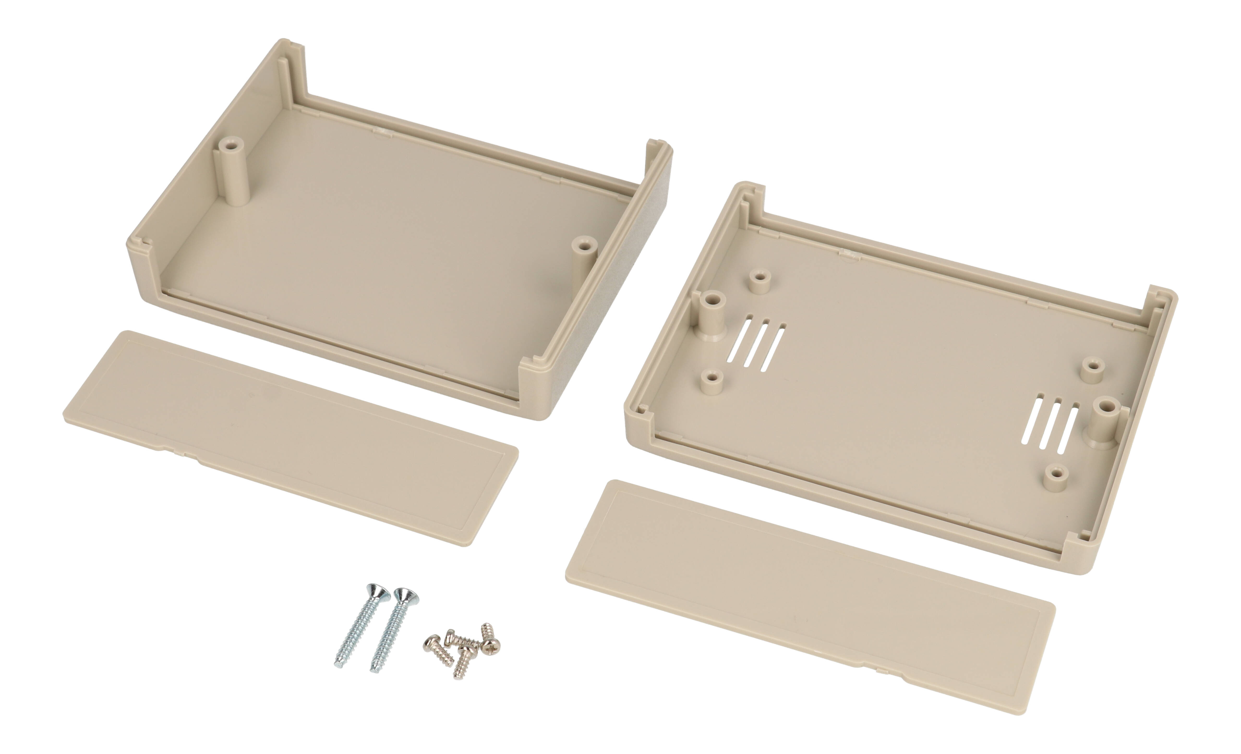 RM2005M light gray ABS instrument enclosure with removable end panels, 105 x 80 x 32.5 mm