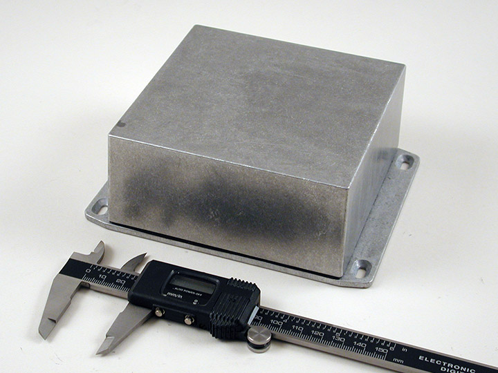 1590WKKFL watertight diecast aluminum enclosure with flanged lid, 125 x 125 x 57 mm