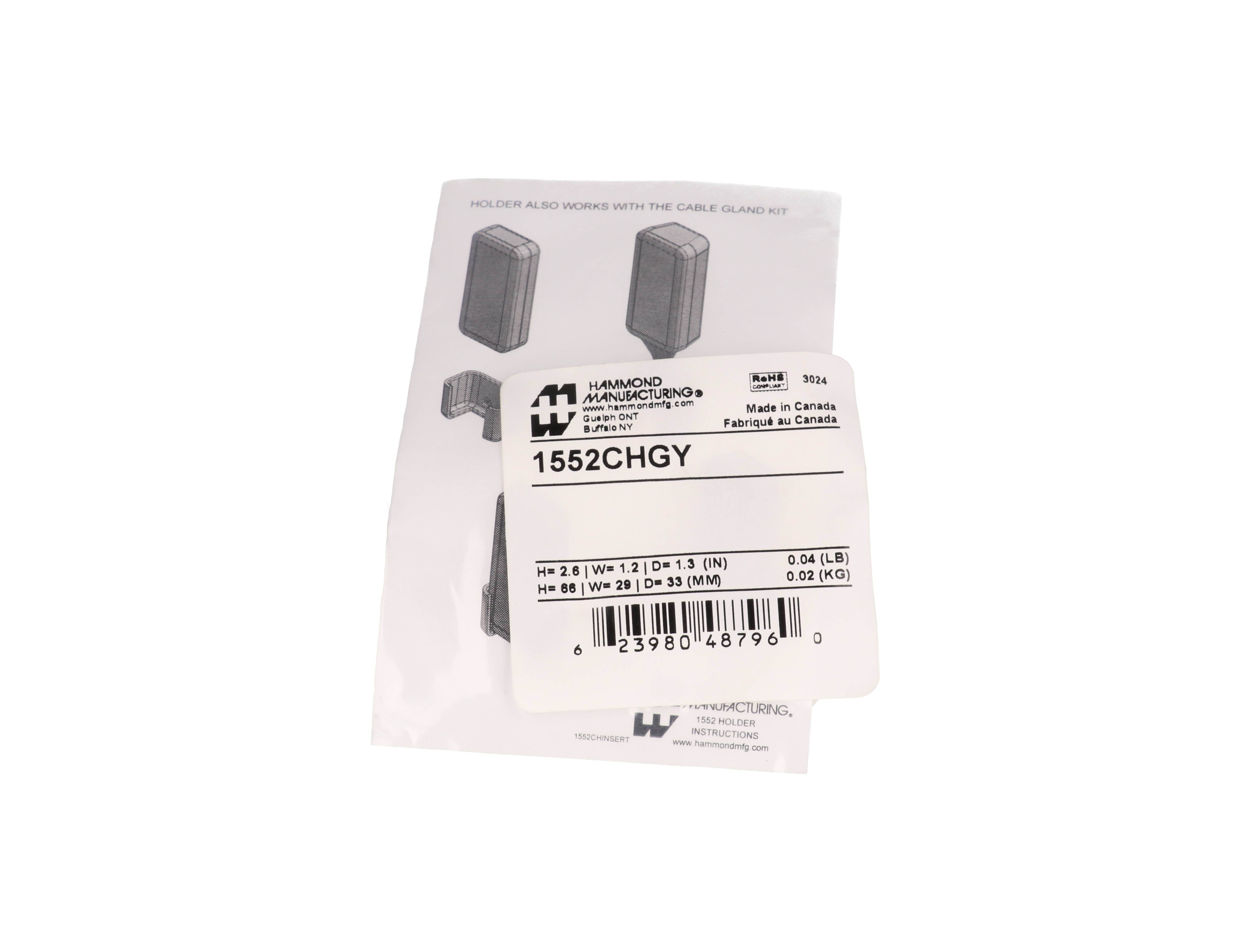 1552CHGY gray ABS wall-mount holder for 1552 size C hand-held enclosures