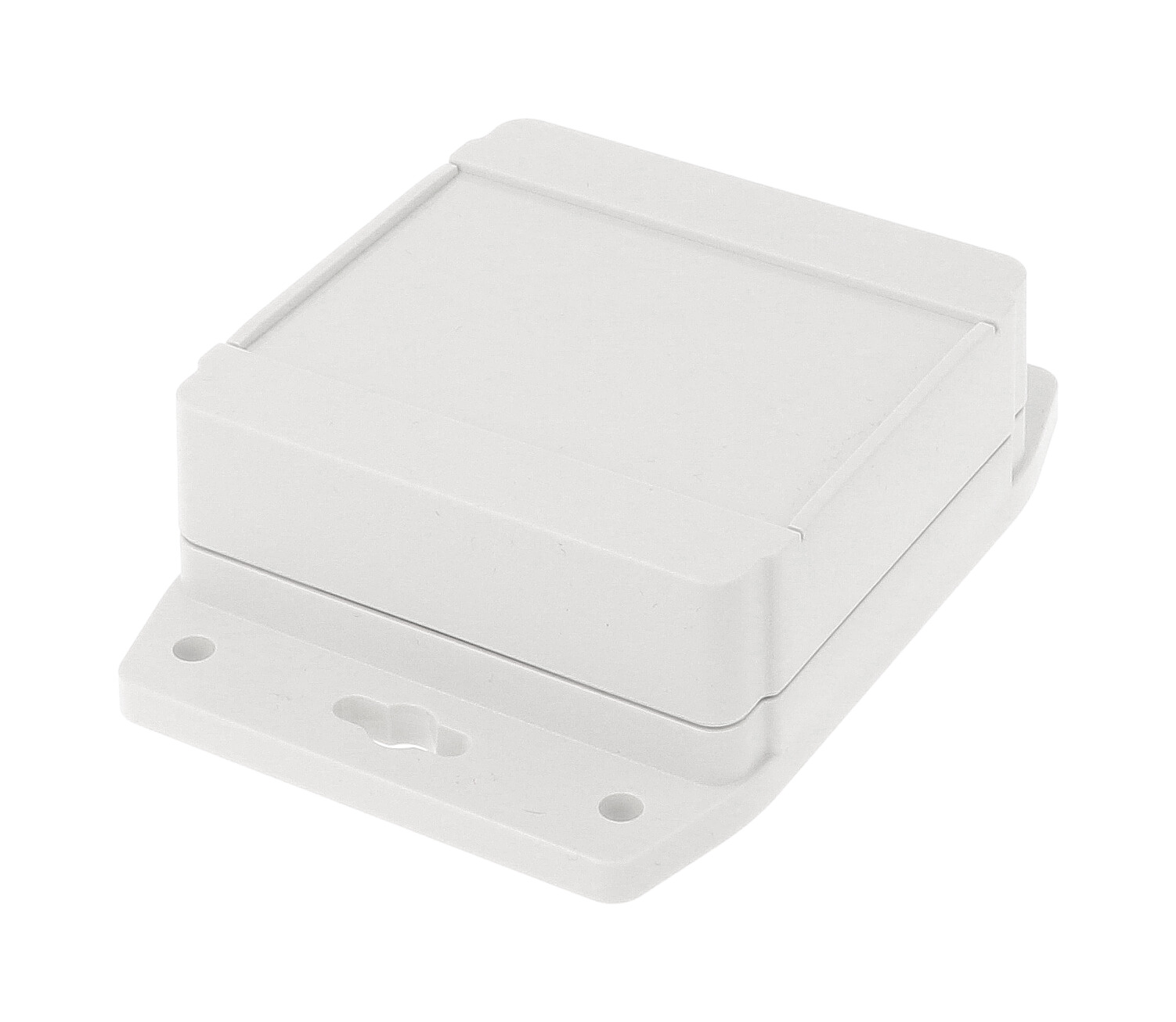 1555E2F17GY grey polycarbonate flanged watertight enclosure, 90 x 90 x 38 mm