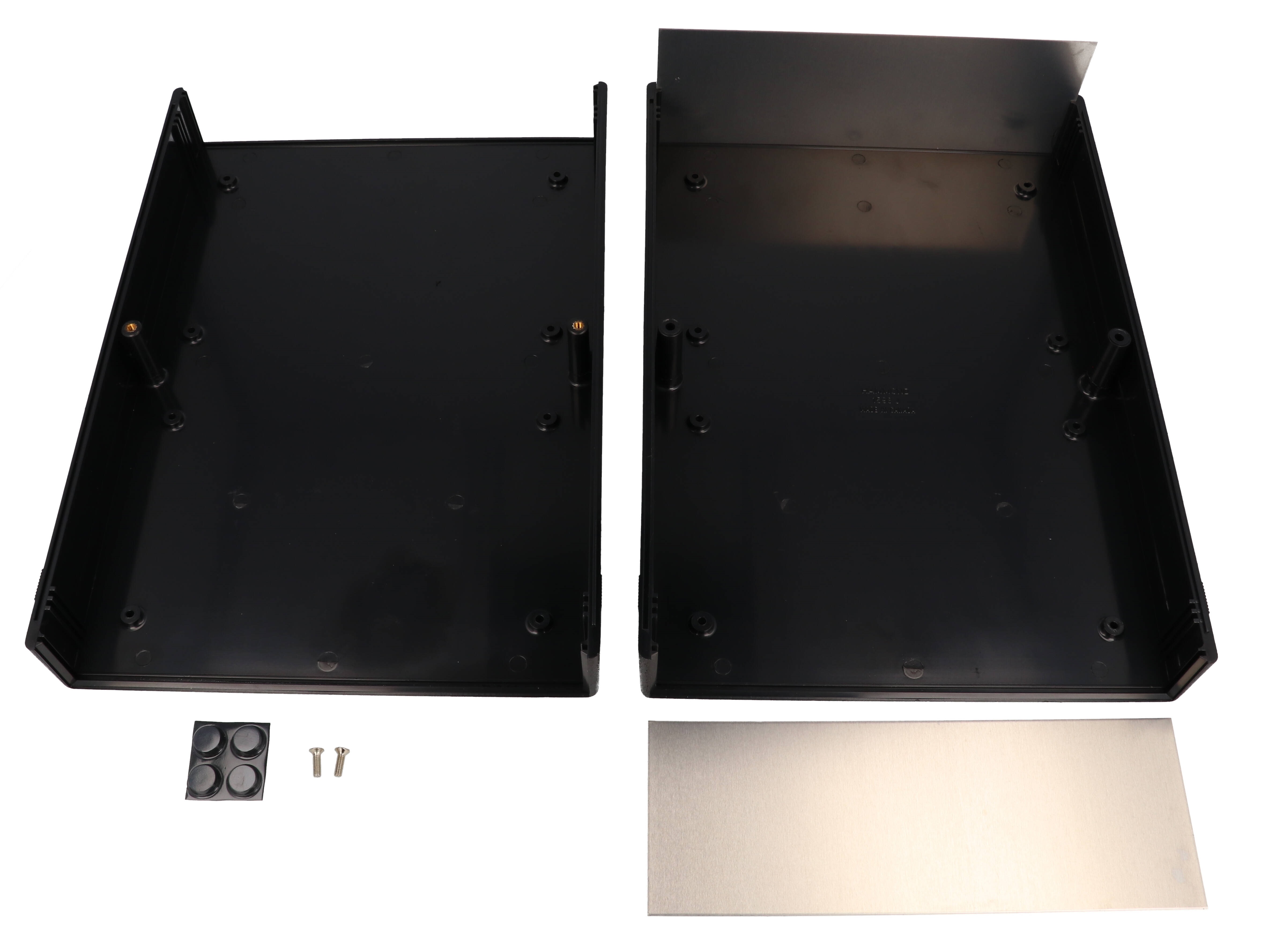 1598JBK black flame retardant ABS instrument case with brushed aluminum end panels