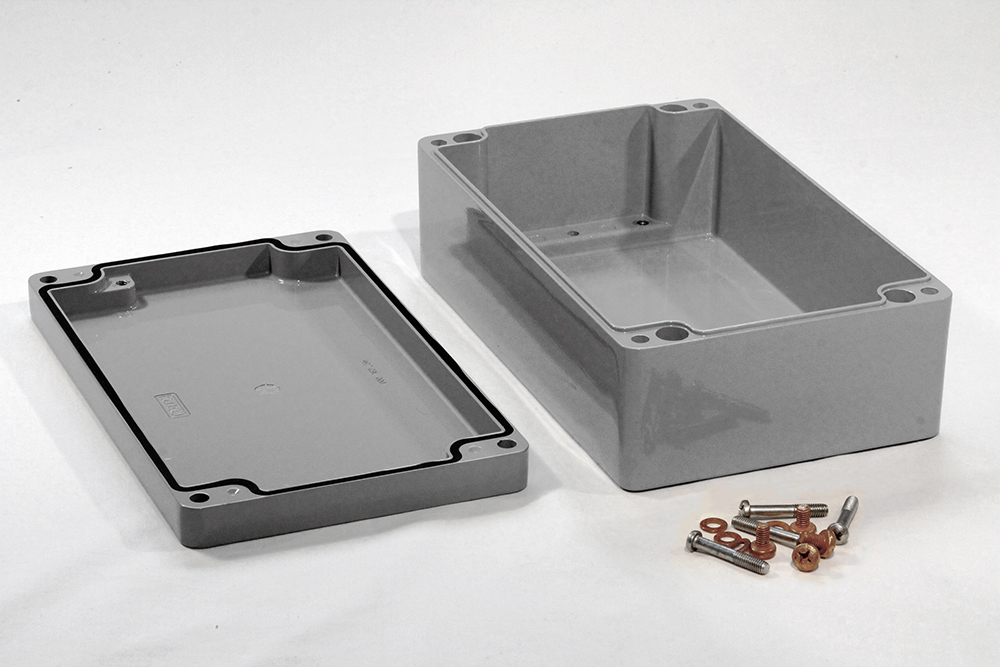 1590Z162GY smooth gray RAL 7001 diecast aluminum enclosure, 260 x 160 x 90 mm