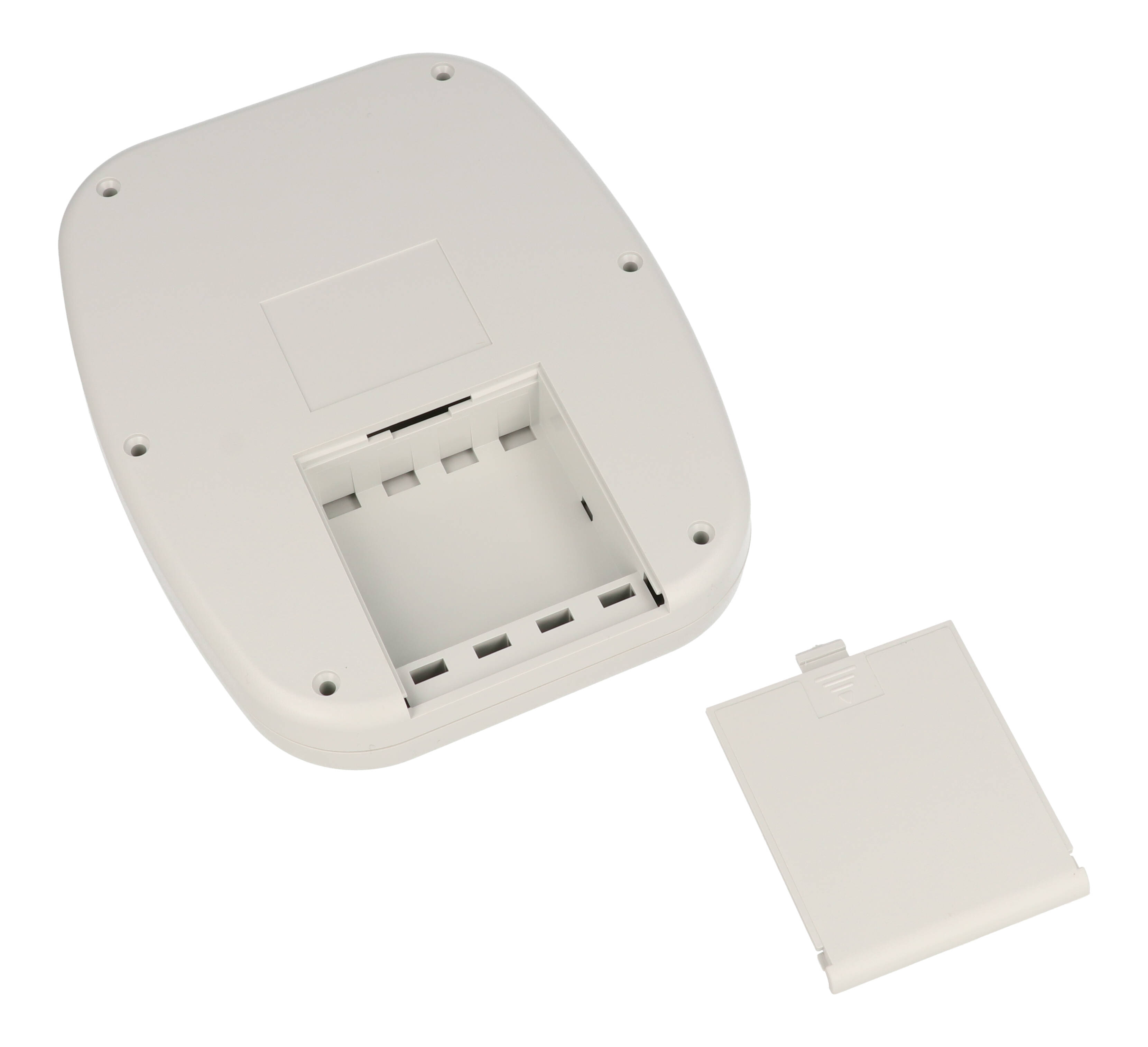 1599TABMGYBAT medium light gray ABS tablet enclosure with battery door and removable end panel