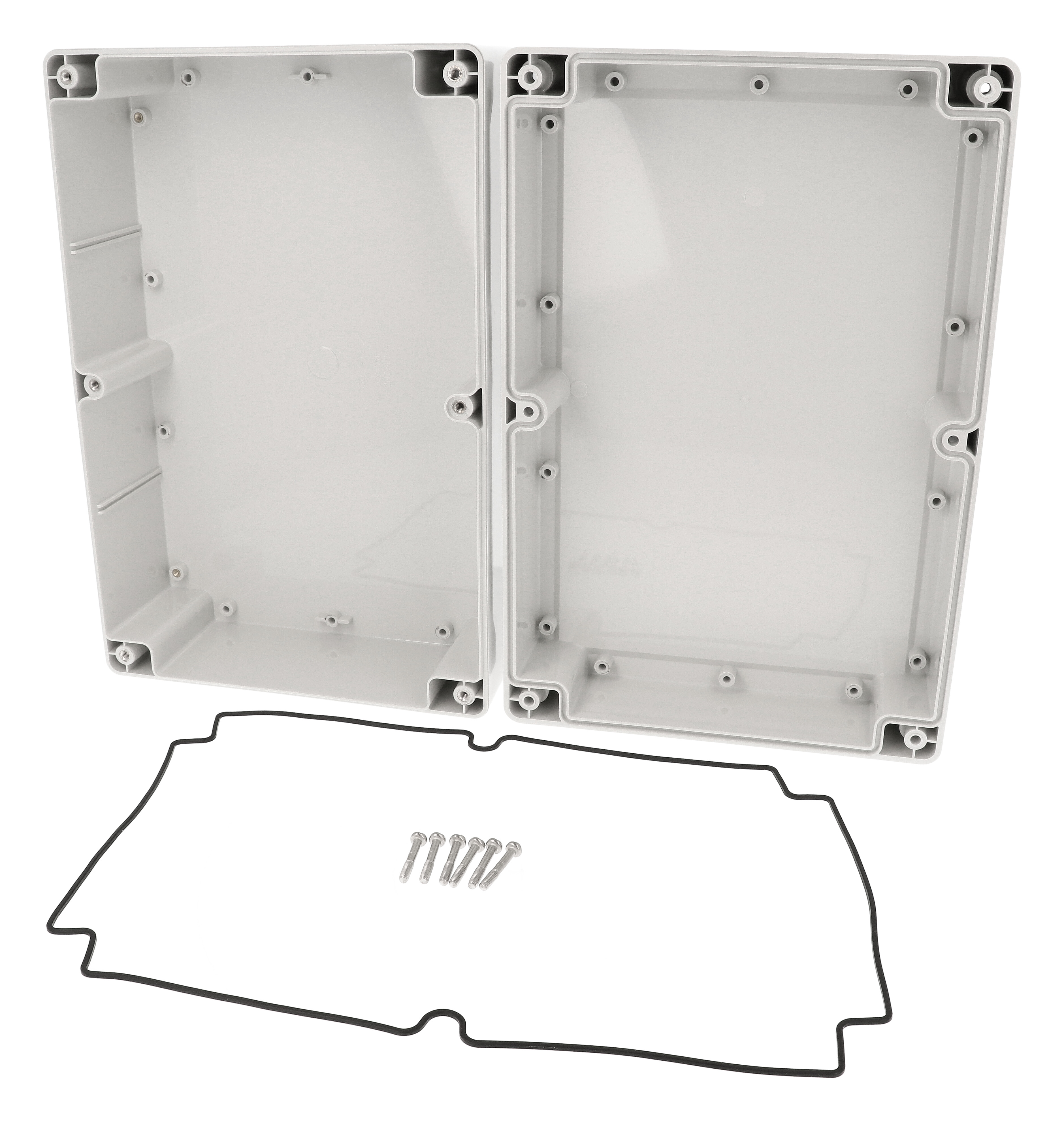 1555XAGY light gray ABS watertight enclosure, 300 x 200 x 120 mm, with gasketed lid
