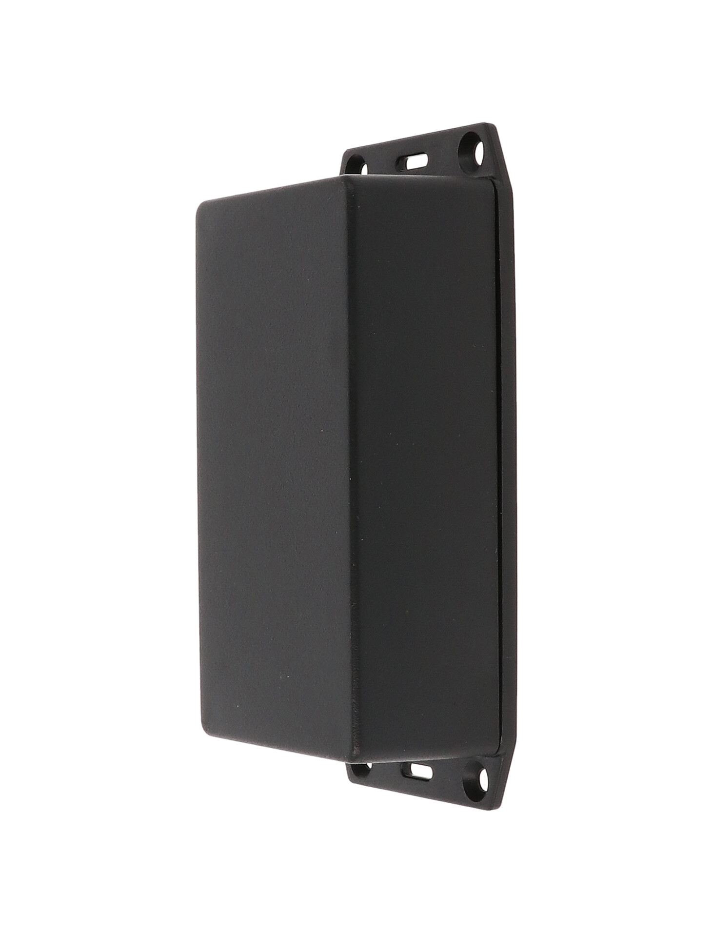 1591XXCFLBK black ABS plastic enclosure with flanged lid, 4.76 in x 2.64 in x 1.57 in