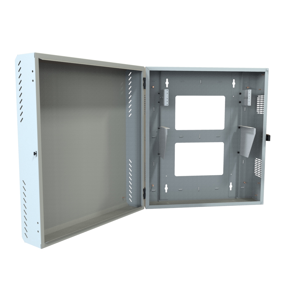 Hammond HLP2UFR 2U fixed mounting rail kit in smooth white steel with 10-32 threaded 19-inch EIA rack holes — view 3