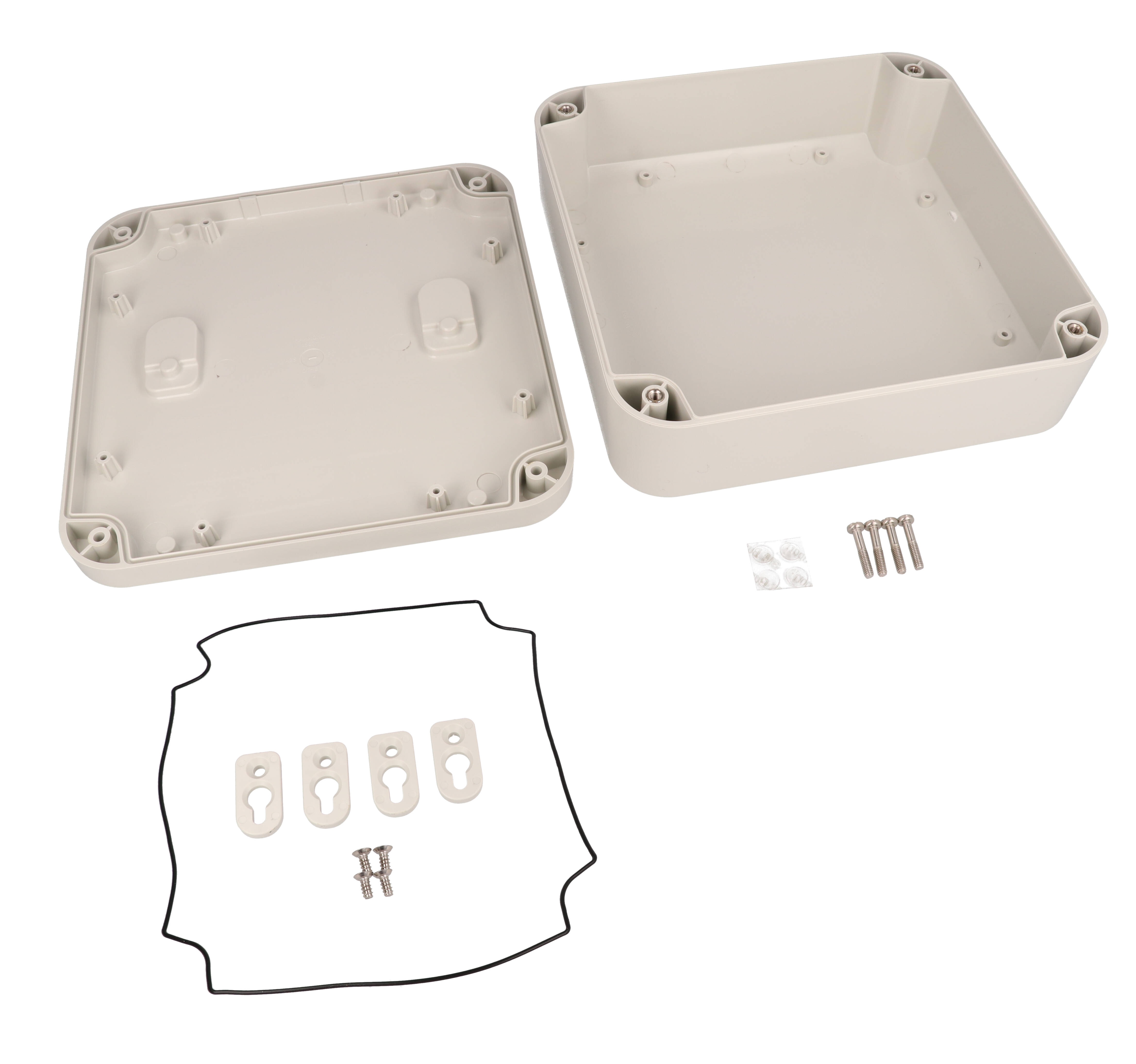 1557HAGY light gray ABS plastic watertight enclosure, 200 x 200 x 70 mm