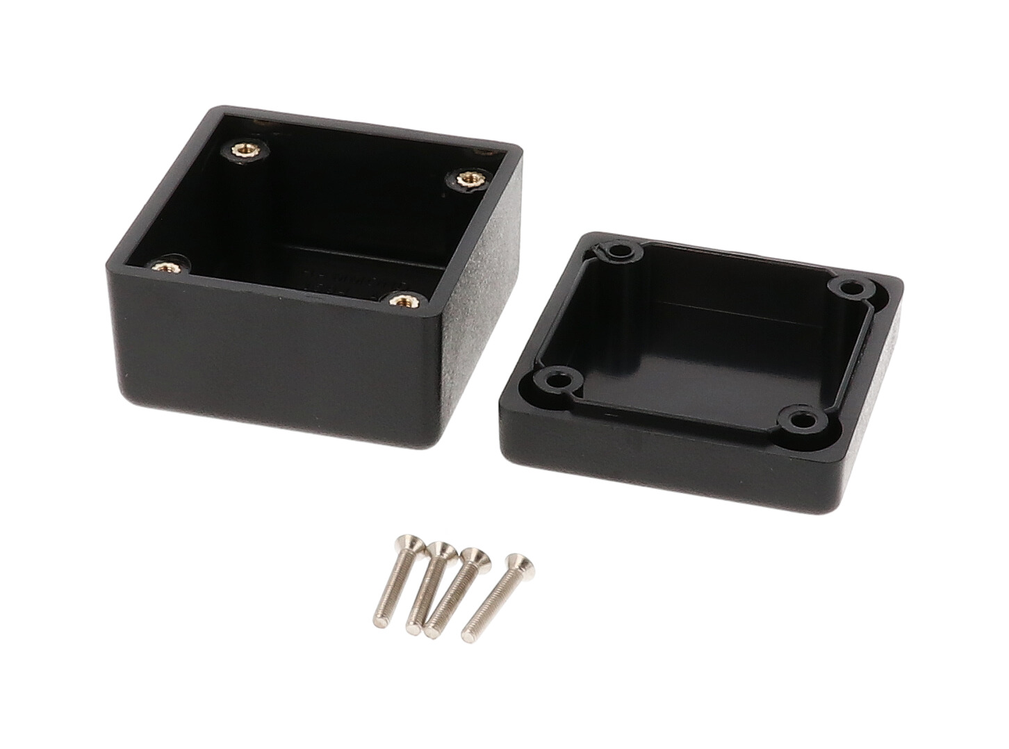 1594ABK black flame retardant abs plastic 1594A enclosure, 56 x 56 x 40 mm, with lid