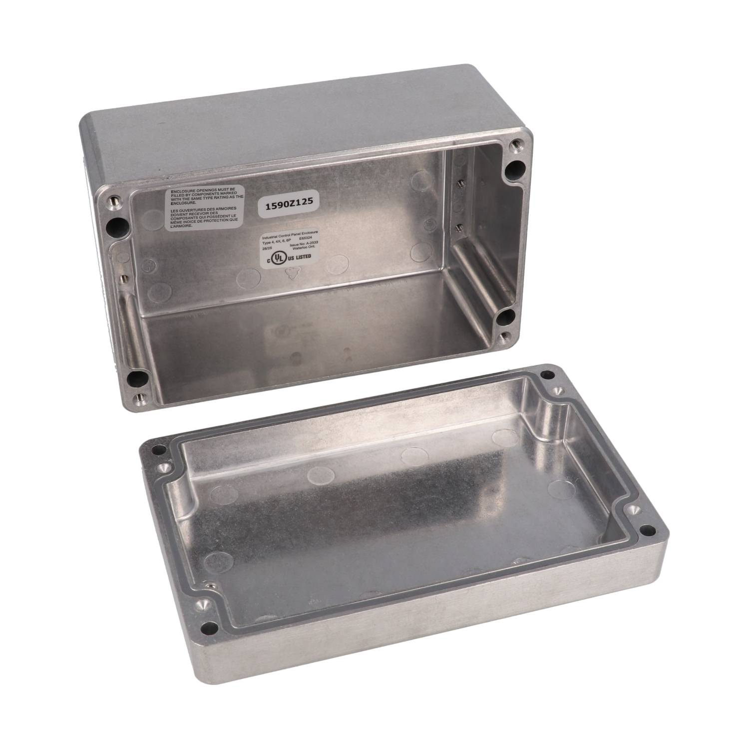 1590Z125 natural unpainted diecast aluminum enclosure, 160 x 100 x 80 mm
