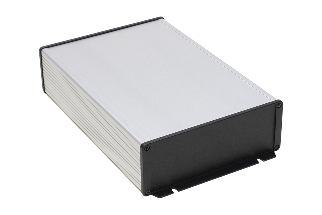 1457U2802E — Enclosure, extruded aluminum, 7.52 x 2.68 x 11.02, flanged end panels, 1457-EMI Series