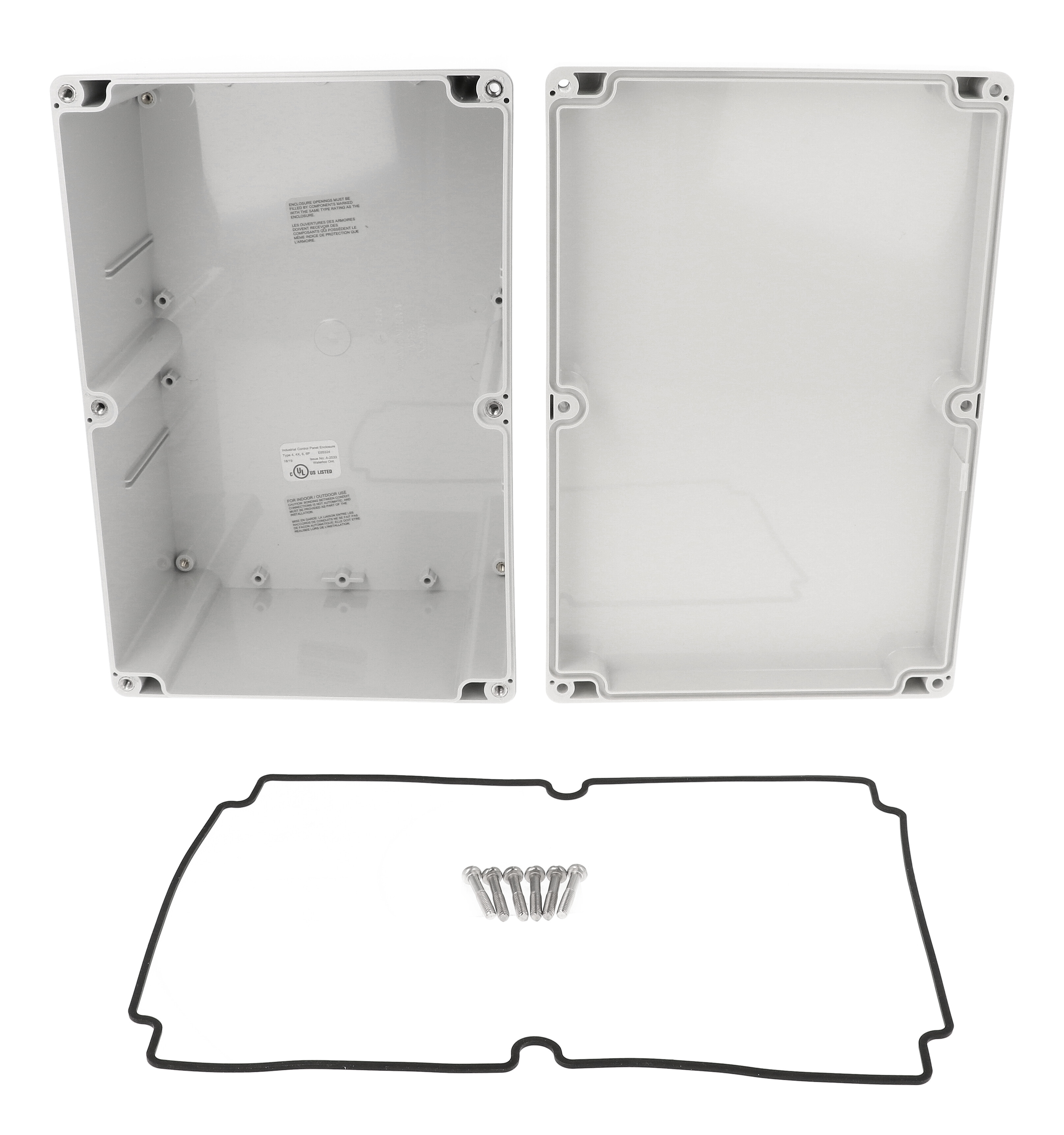 1554VB2GY light gray polycarbonate deep watertight enclosure with gray lid, 240 x 160 x 120 mm