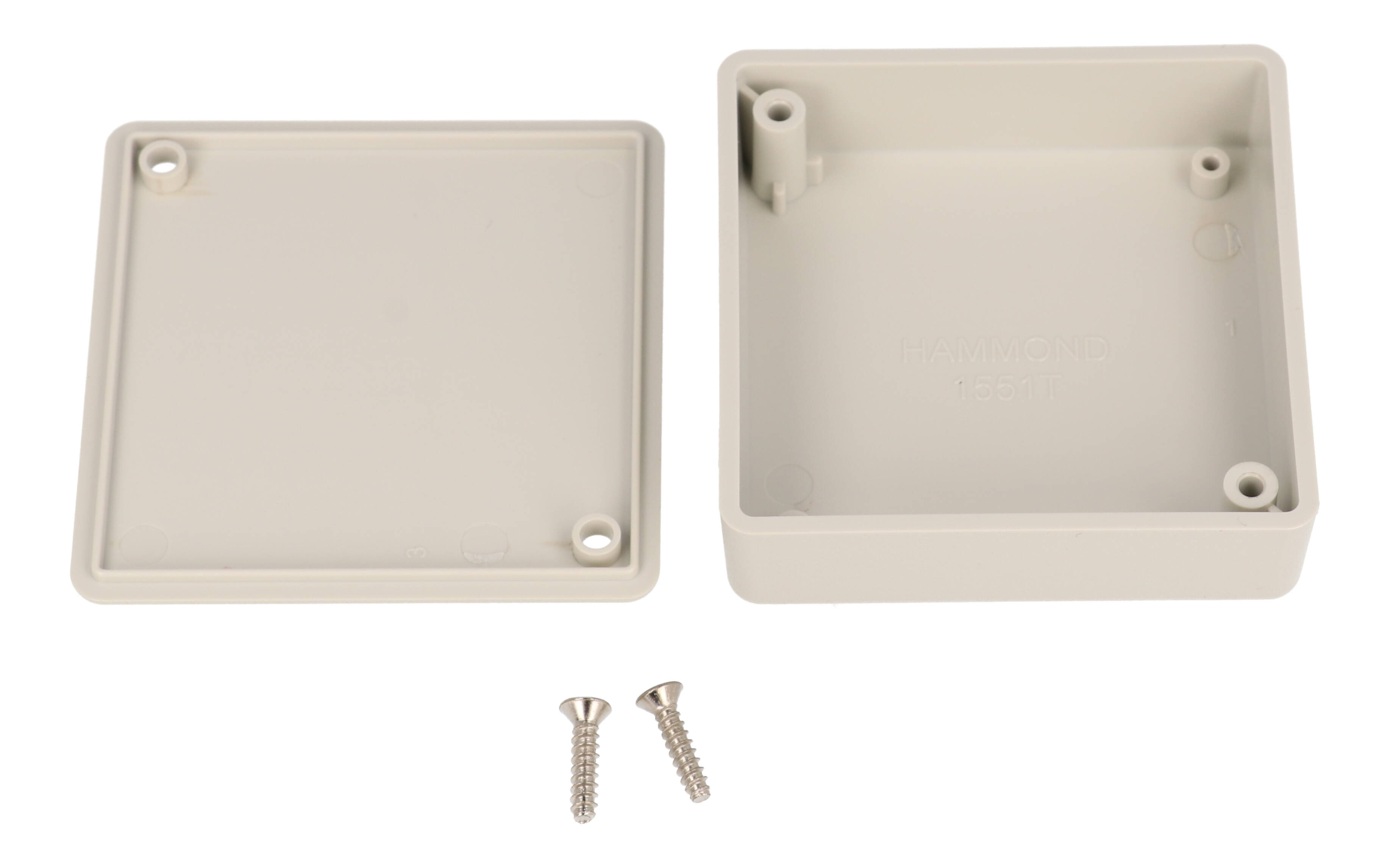 1551TGY light gray ABS plastic miniature enclosure, 60 x 60 x 20 mm