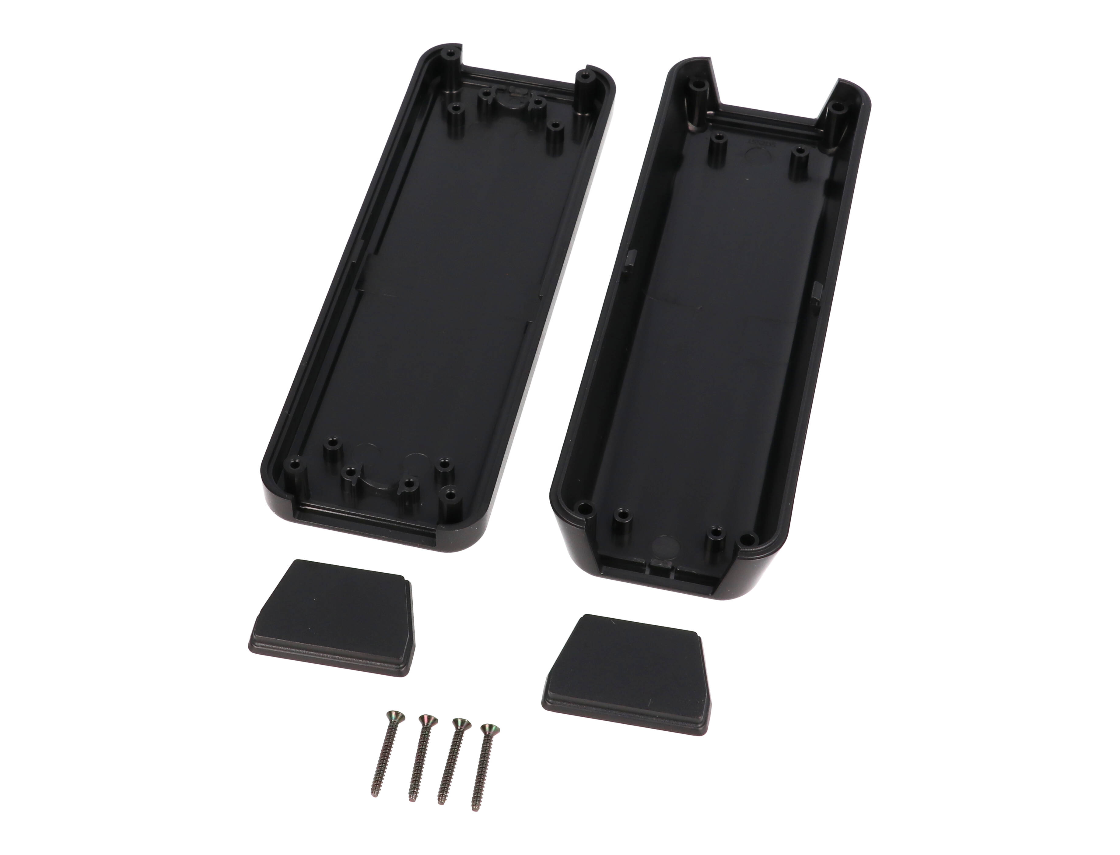 1552D5BK black 150 x 50 x 30 mm hand-held ABS plastic enclosure with recessed top and removable end panels