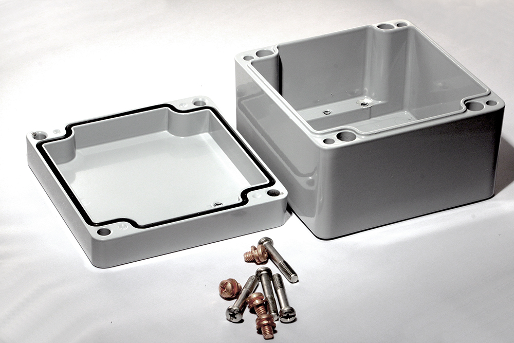 1590Z119GY gray RAL 7001 diecast aluminum enclosure, 120 x 122 x 82 mm