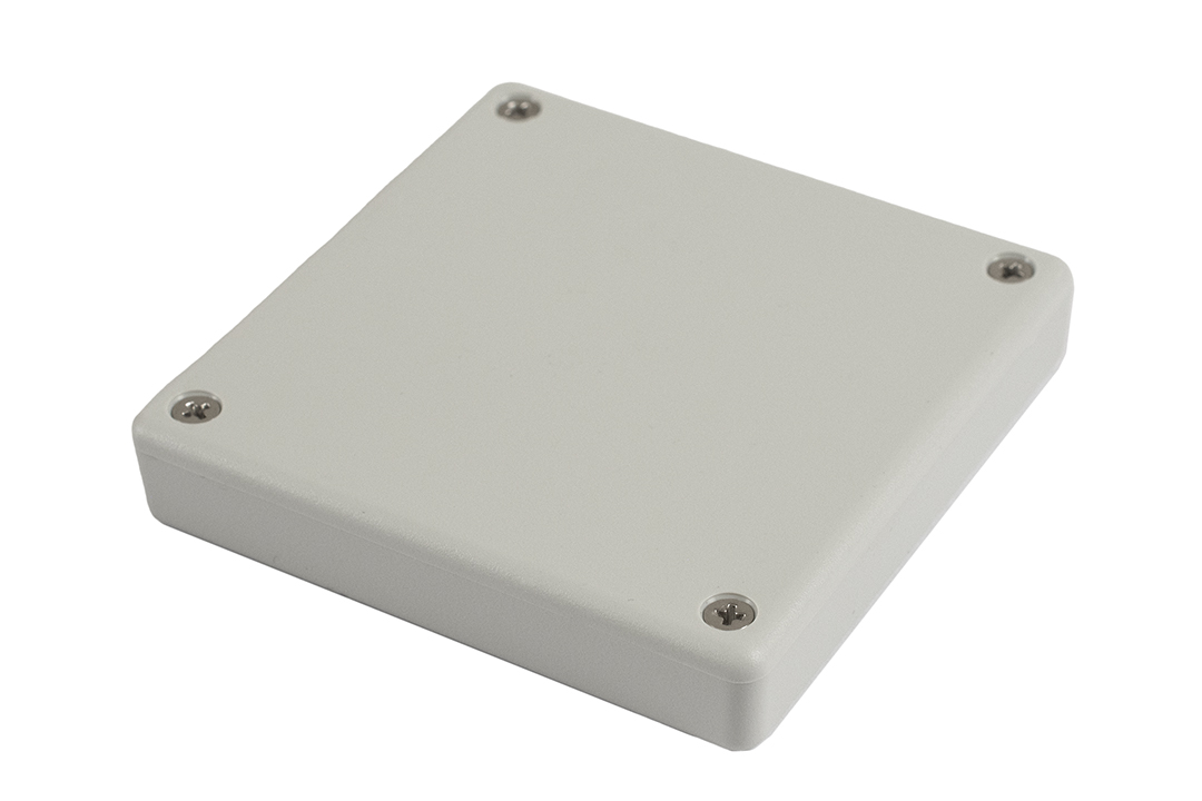 1551XXGY light grey ABS plastic miniature enclosure, 80 x 80 x 15 mm, with lid