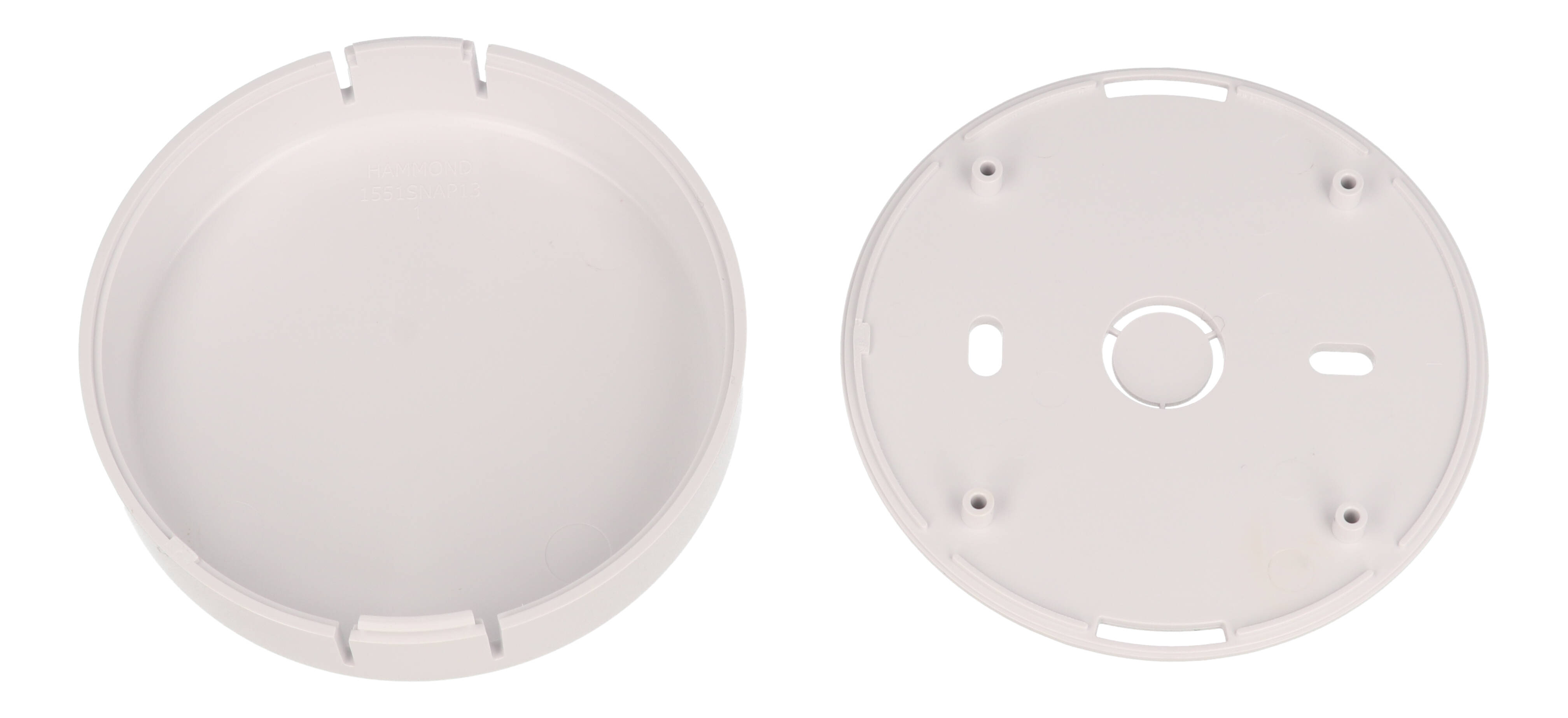 1551SNAP13WH white round ABS snap-fit miniature enclosure, 80 mm diameter x 20 mm