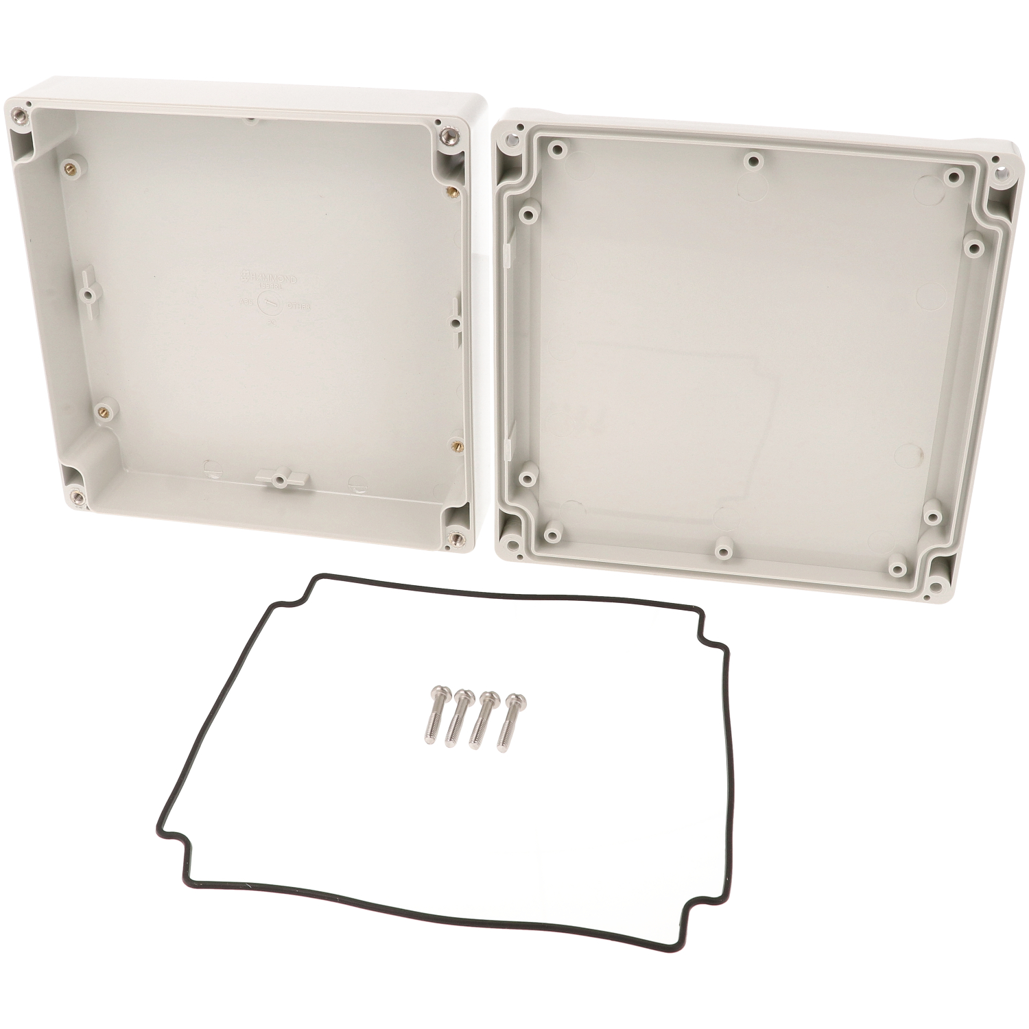 1555RLGY light gray low-profile ABS enclosure, 160 x 160 x 45 mm