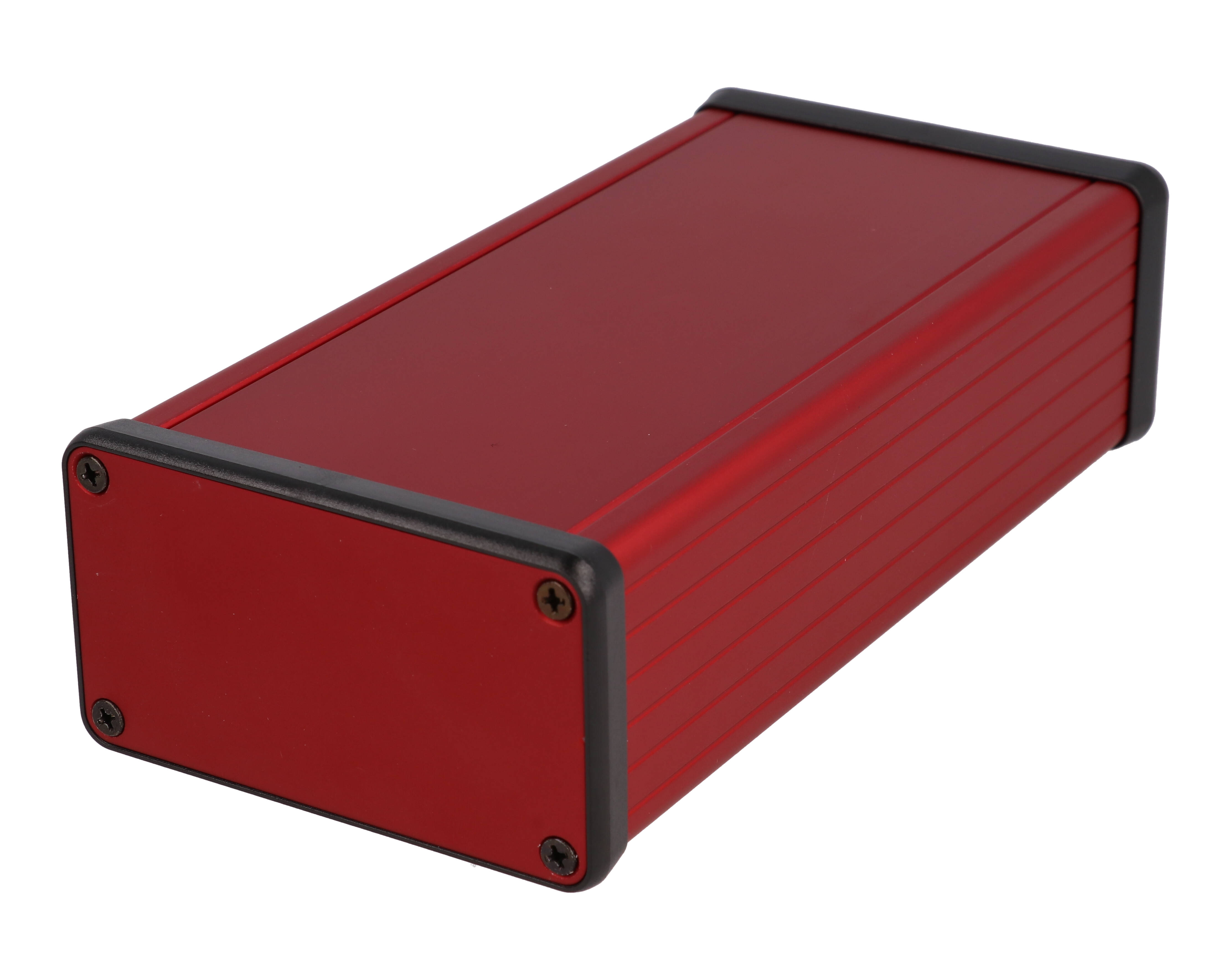 1455K1601RD — red extruded aluminum enclosure w/ metal end panels