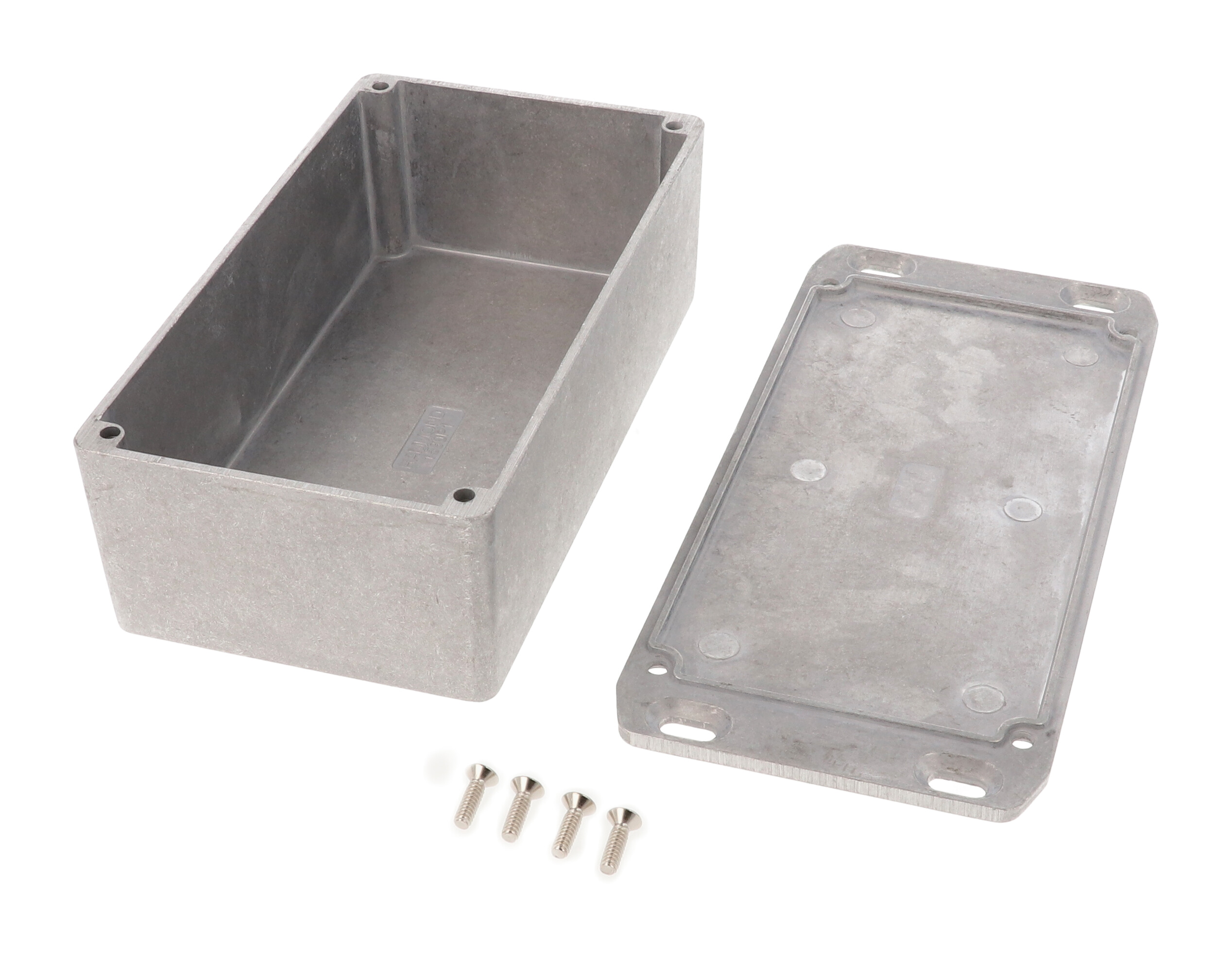 1590P1FL natural diecast aluminum 153 x 83 x 50 mm enclosure with wall-mounting flanged lid