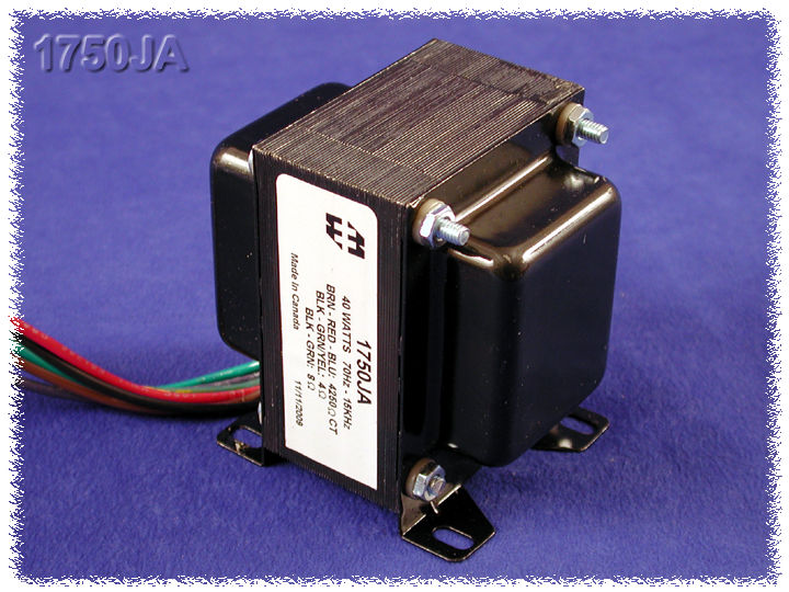 1750JA — Output transformer, guitar amp, 4,250 C.T. ohm pri., 4, 8 ohm sec., 40W