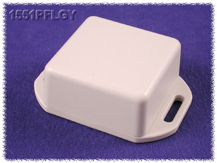 1551PFLGY light gray ABS square enclosure with flanged lid, 40 x 40 x 20 mm