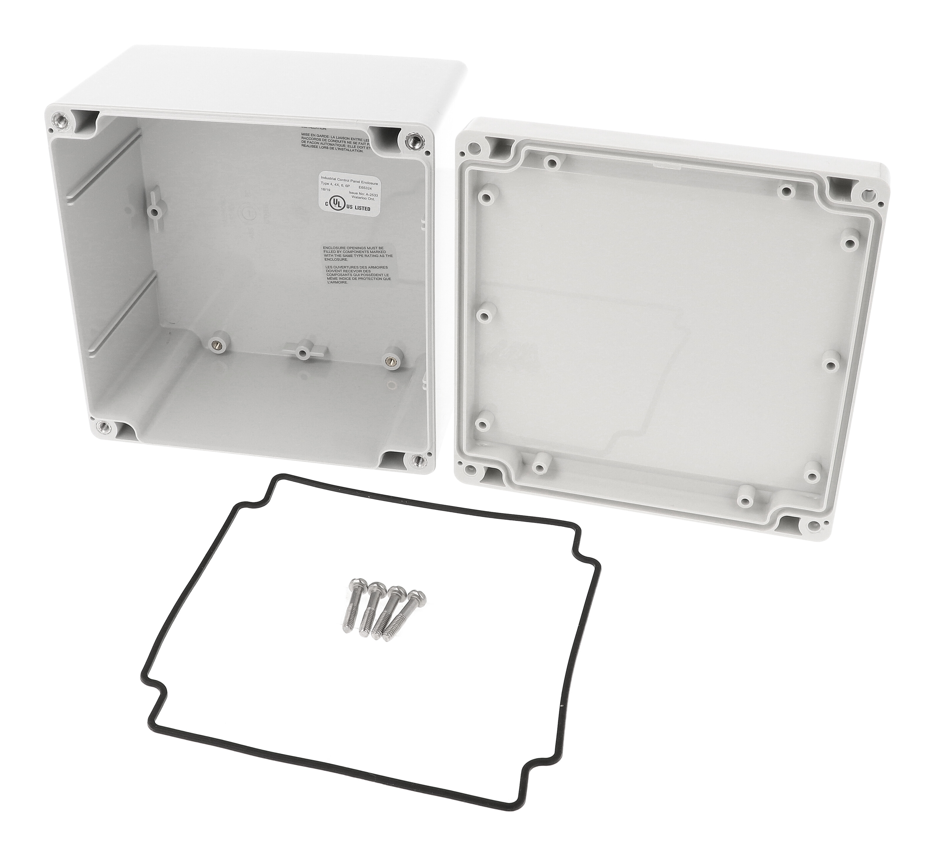 1555QA2GY deep light gray polycarbonate enclosure, 140 x 140 x 90 mm