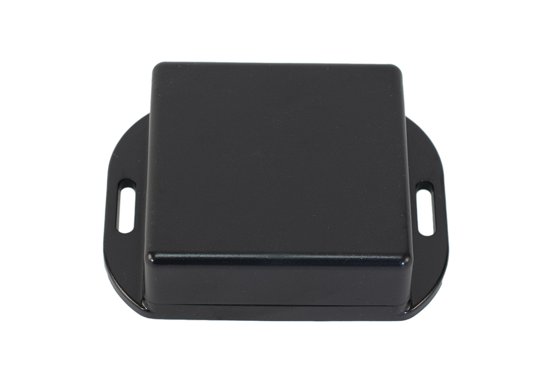 1551WTFLBK black 60 x 60 x 22 mm watertight polycarbonate enclosure with integrated mounting flanges