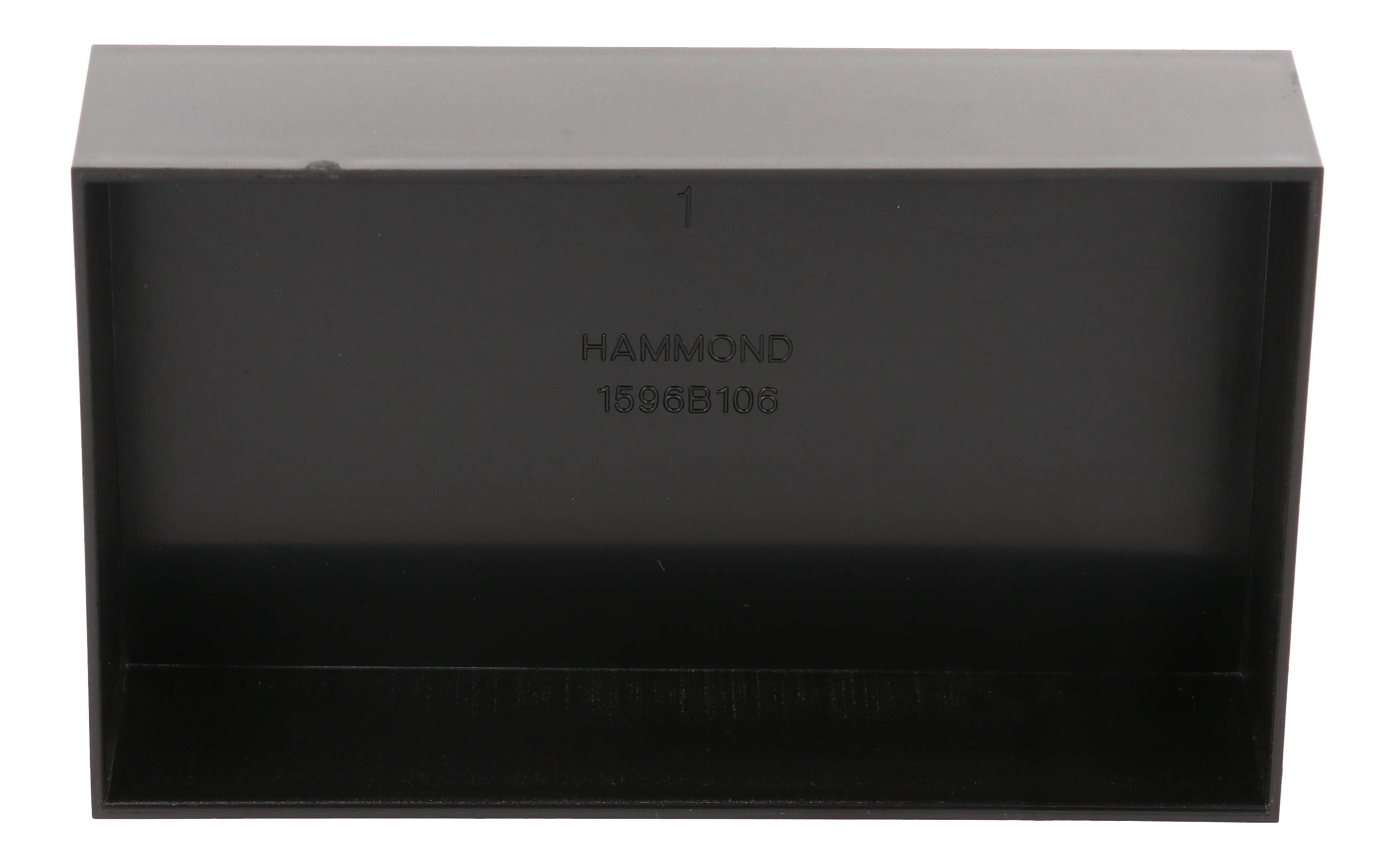 1596B106 black ABS plastic potting box, 100 x 60 x 25 mm, open top with no lid
