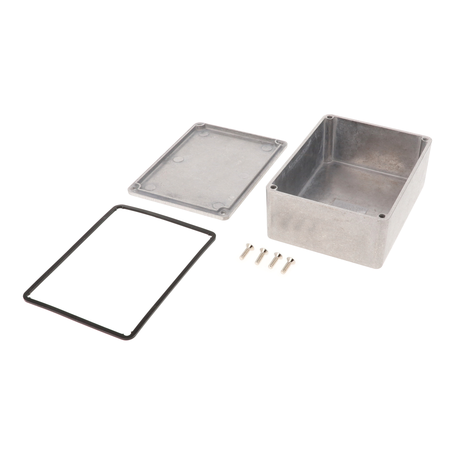 1590WS natural aluminum IP65 water-tight diecast aluminum enclosure with no mounting flanges, 110x82x44mm