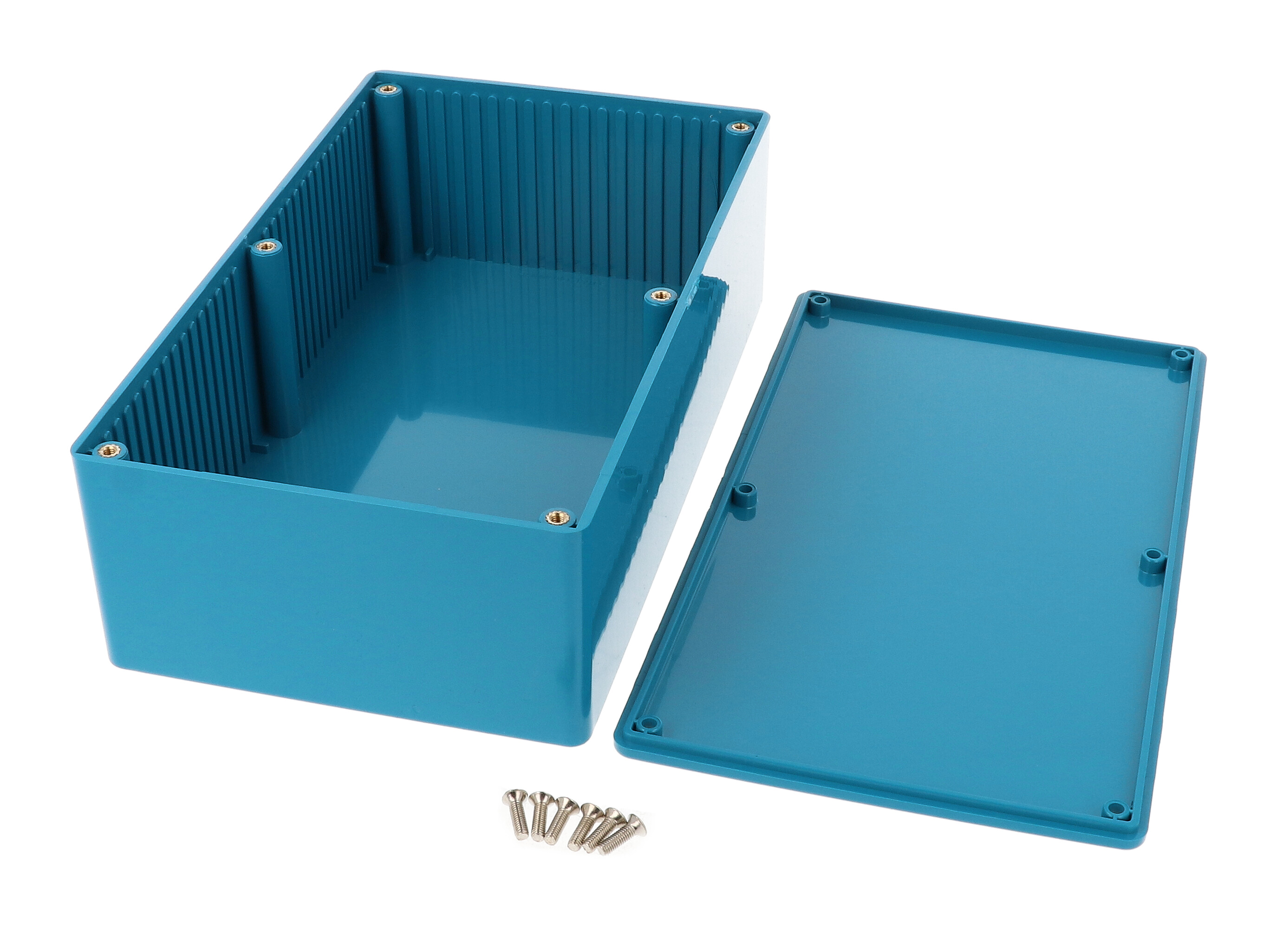 1591EBU blue flame retardant ABS project box with lid, 191 x 110 x 61 mm