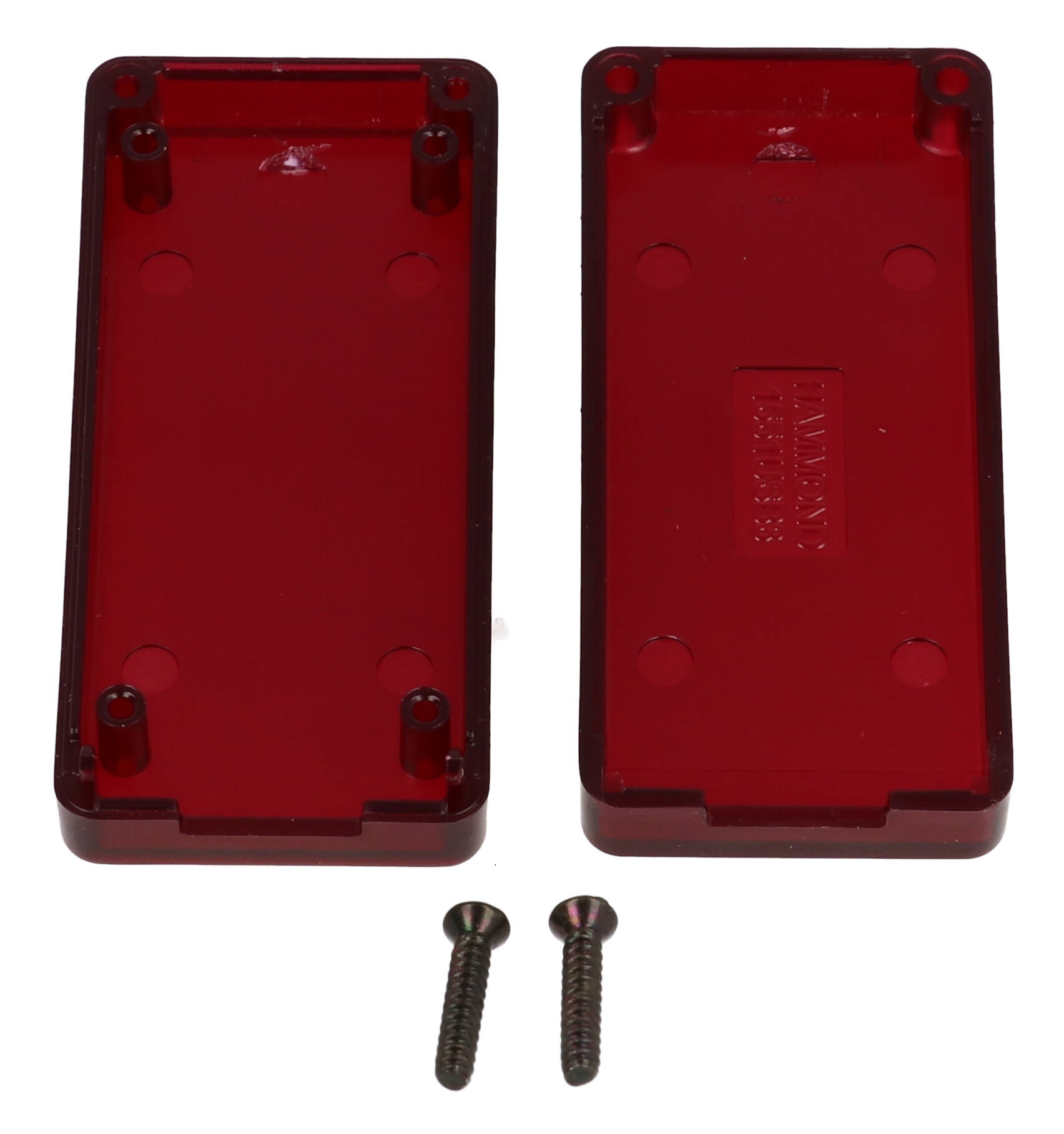 1551USB3TRD translucent red ABS plastic miniature USB enclosure, 65 x 30 mm, with USB-A opening and recessed lid