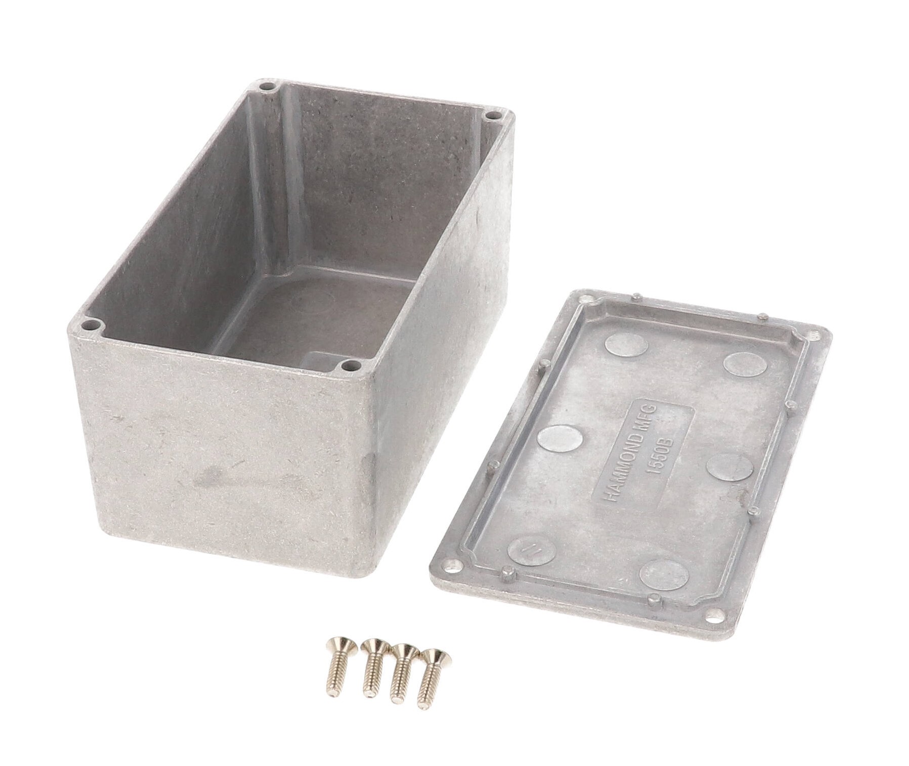 Hammond 1550D natural finish diecast aluminum enclosure with screw-down lid