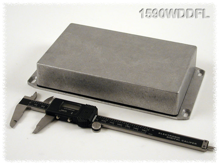 1590WDDFL natural aluminum watertight diecast aluminum enclosure, 188 mm x 120 mm x 37 mm, with flanged lid