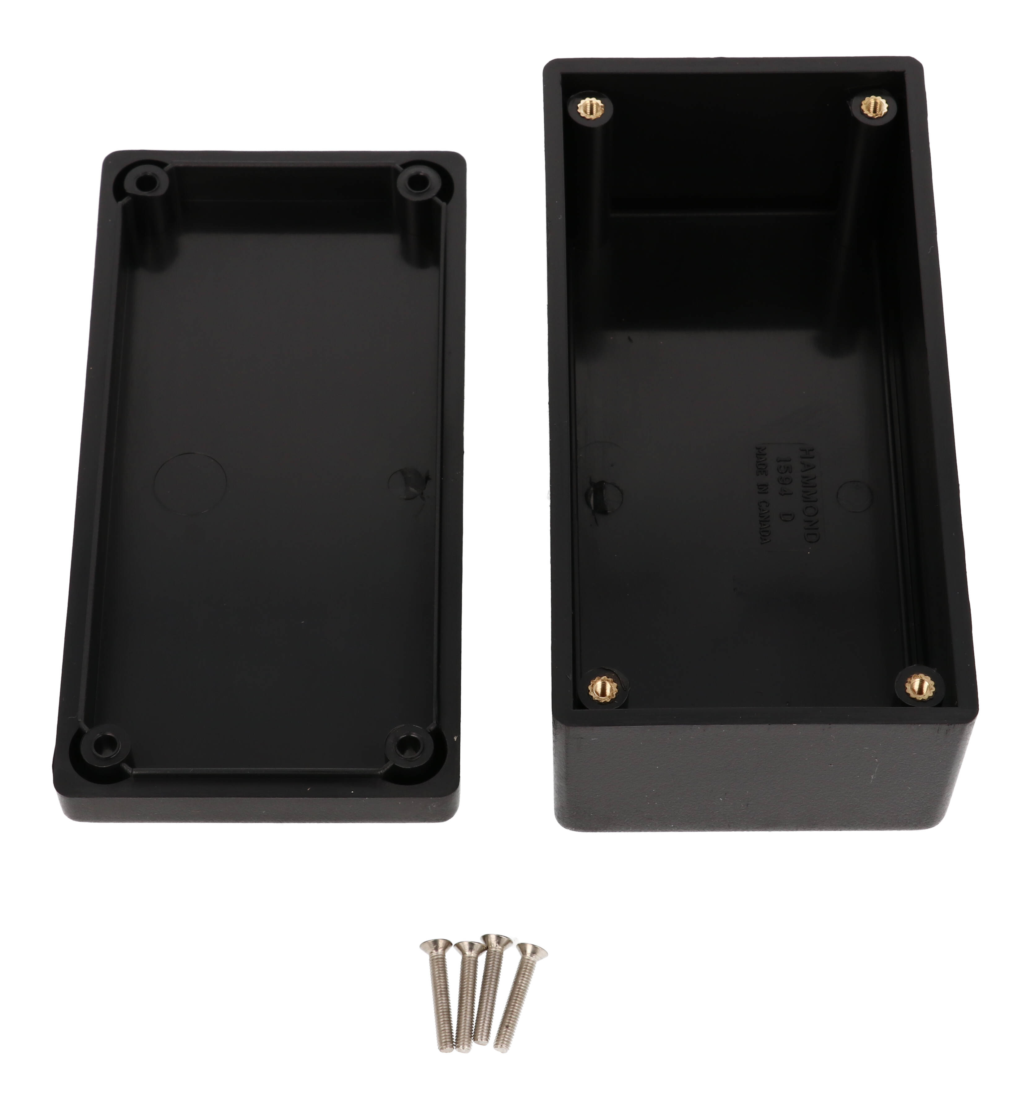1594DBK black flame retardant ABS PCB enclosure with lid, 132 x 66 x 55 mm