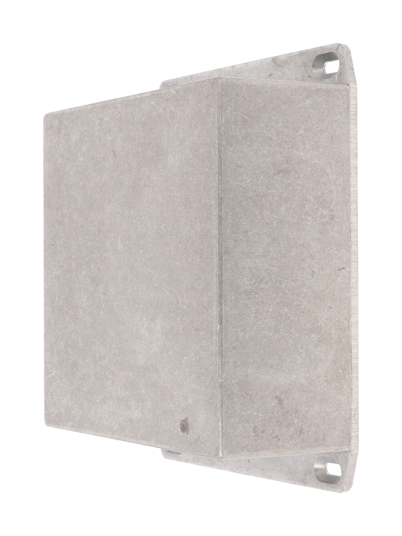 1590KKFL natural diecast aluminum enclosure with wall-mounting flanged lid, 125 x 125 x 57 mm