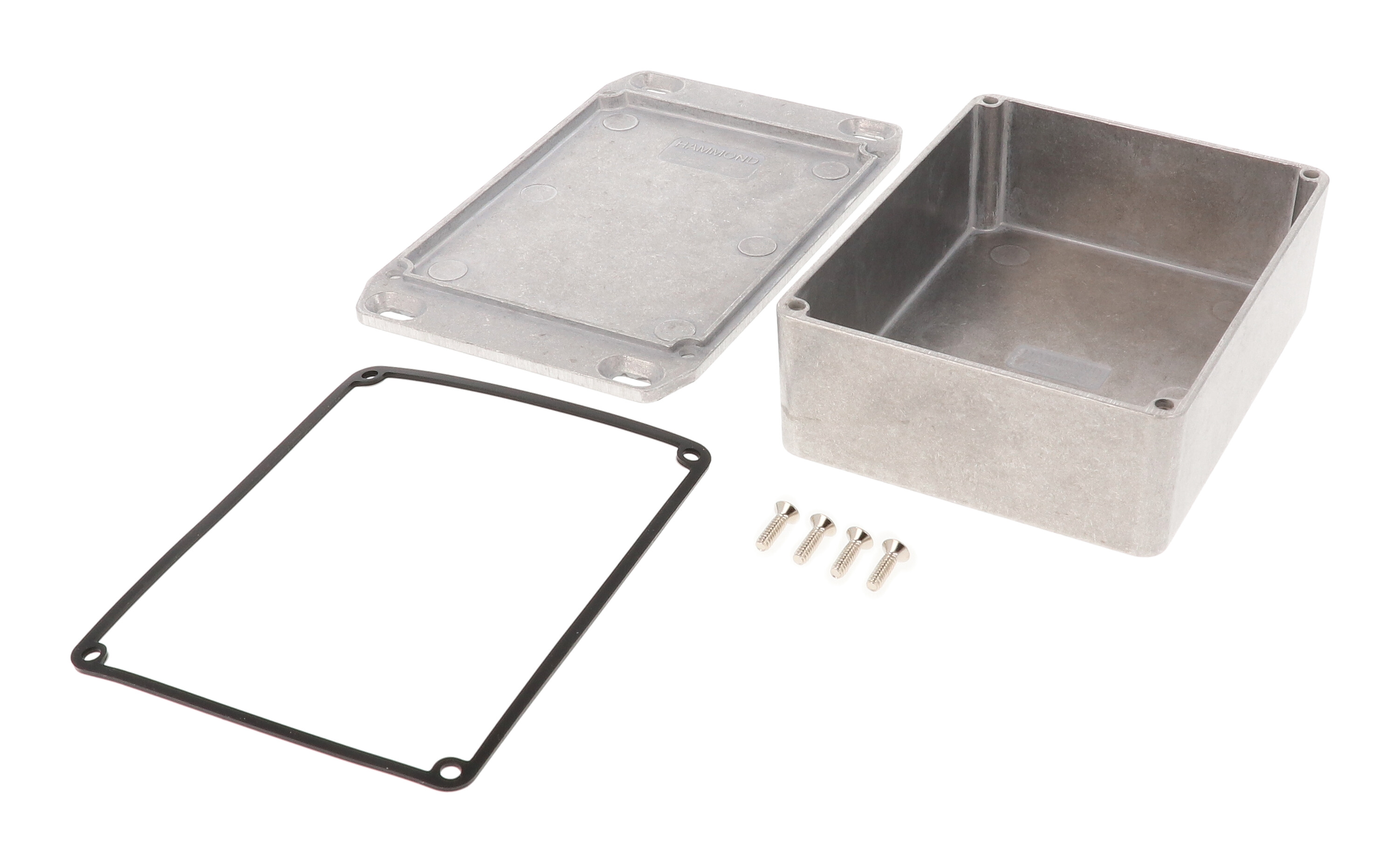 1590WBBSFL natural aluminum water-tight diecast enclosure with flanged wall-mounting lid