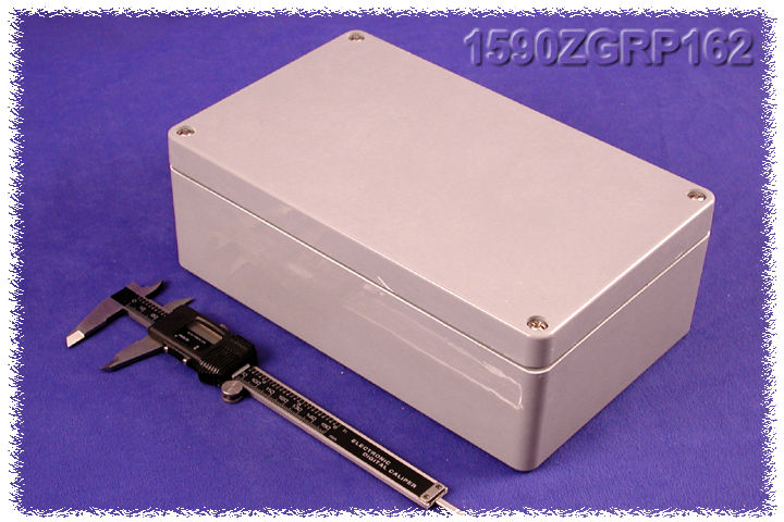 1590ZGRP162 gray glass reinforced polyester enclosure 260 x 160 x 90 mm with gasketed lid