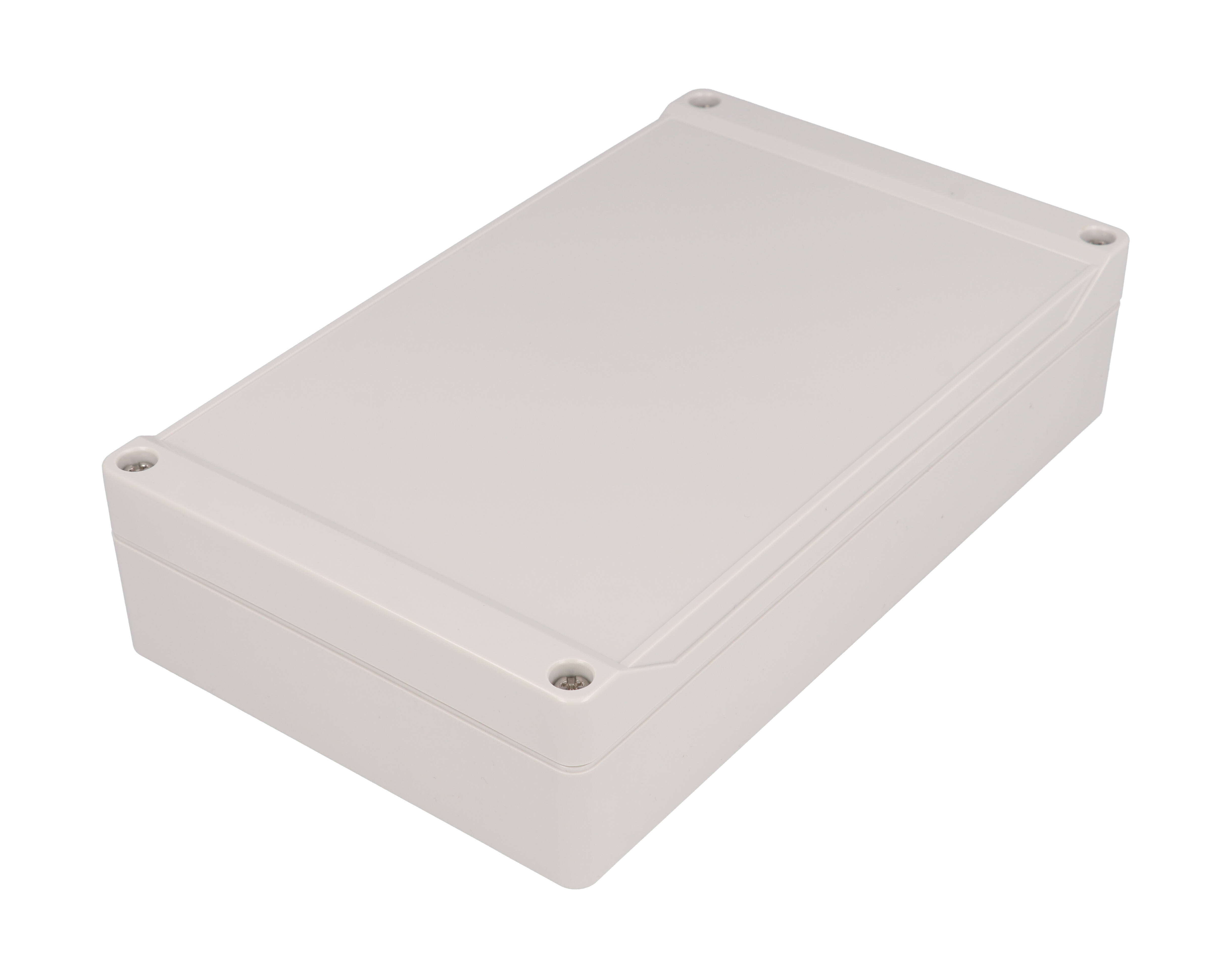 1555UL2GY low-profile light gray polycarbonate enclosure, 200 x 120 x 45 mm
