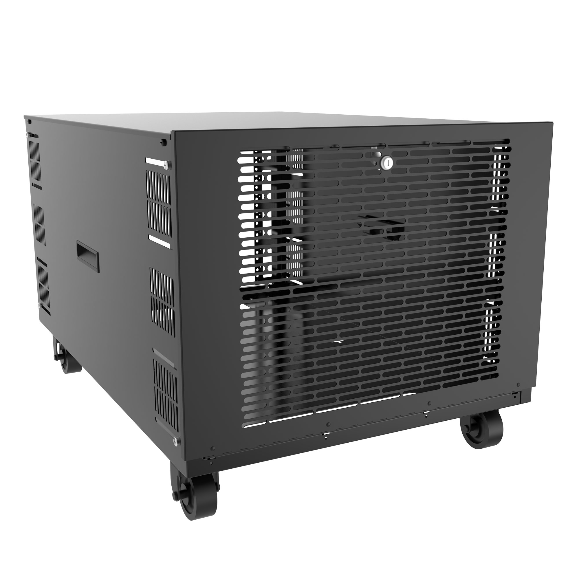 SDC243U17BK 3U enclosed wall-mount rack cabinet in RAL9005 black, 24 in wide by 17.5 in deep with 19-inch square-hole rails — view 5