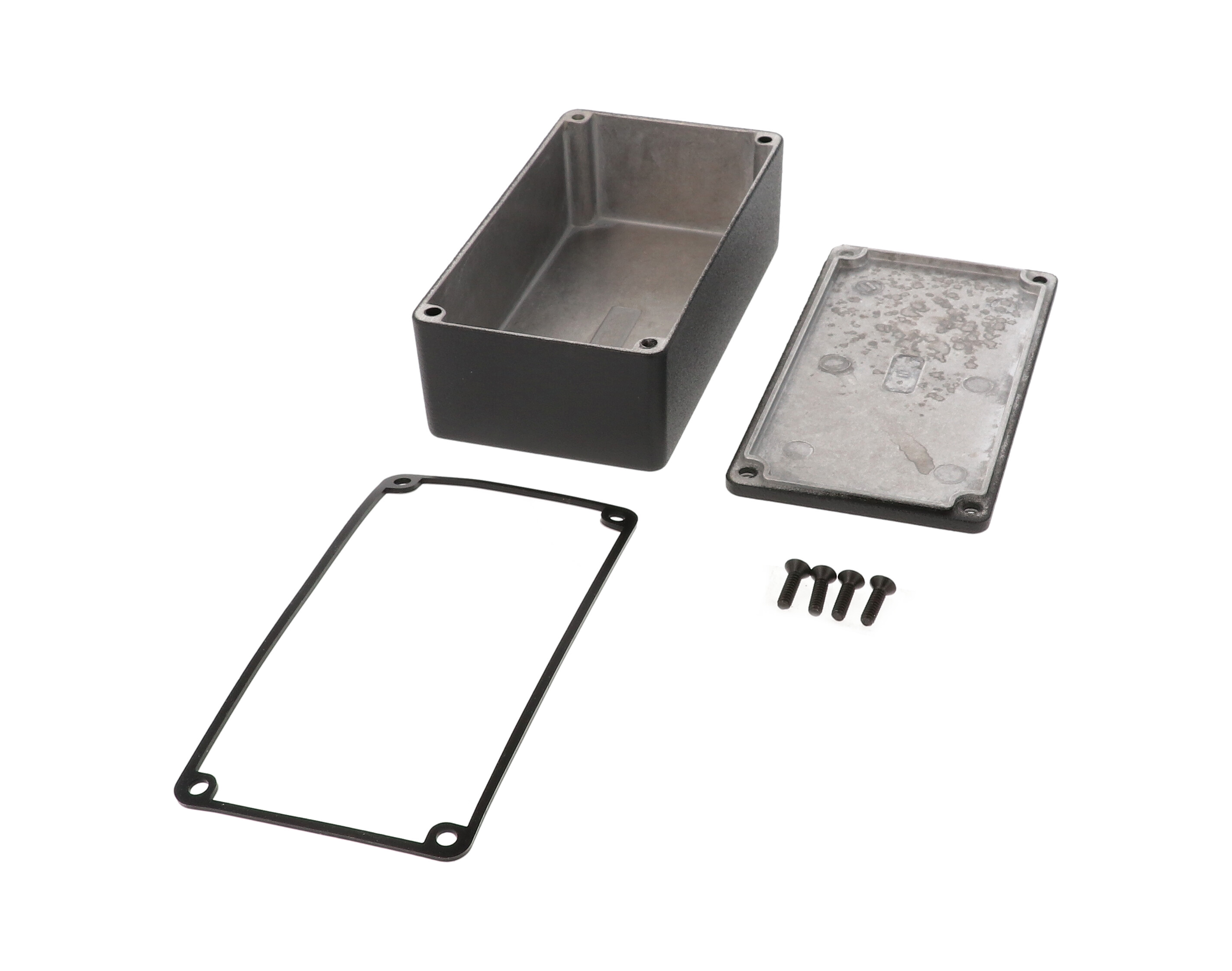1590WN1BK textured black watertight diecast enclosure, 121 mm x 66 mm x 40 mm, no mounting flanges