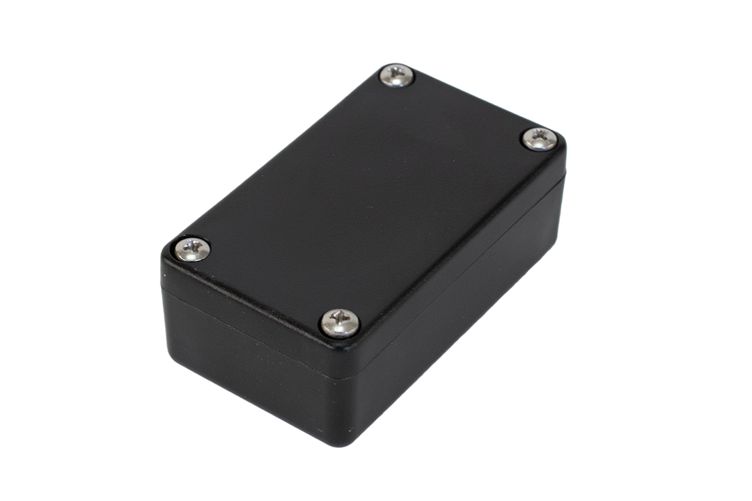1551WHBK black IP68 watertight polycarbonate miniature enclosure with lid