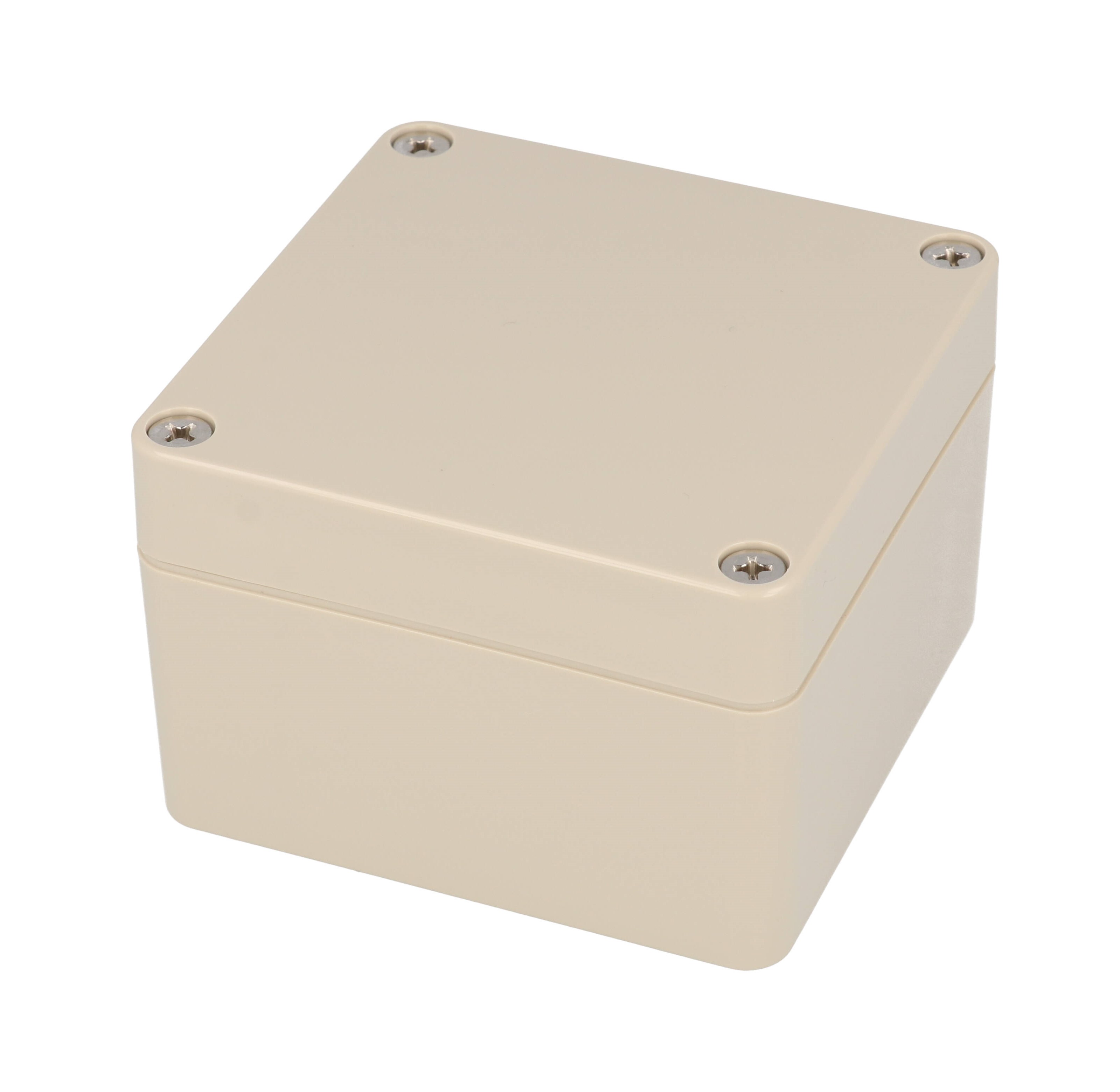 RZ0366 beige ABS water-tight IP65 enclosure with opaque lid, 82 x 80 x 55 mm
