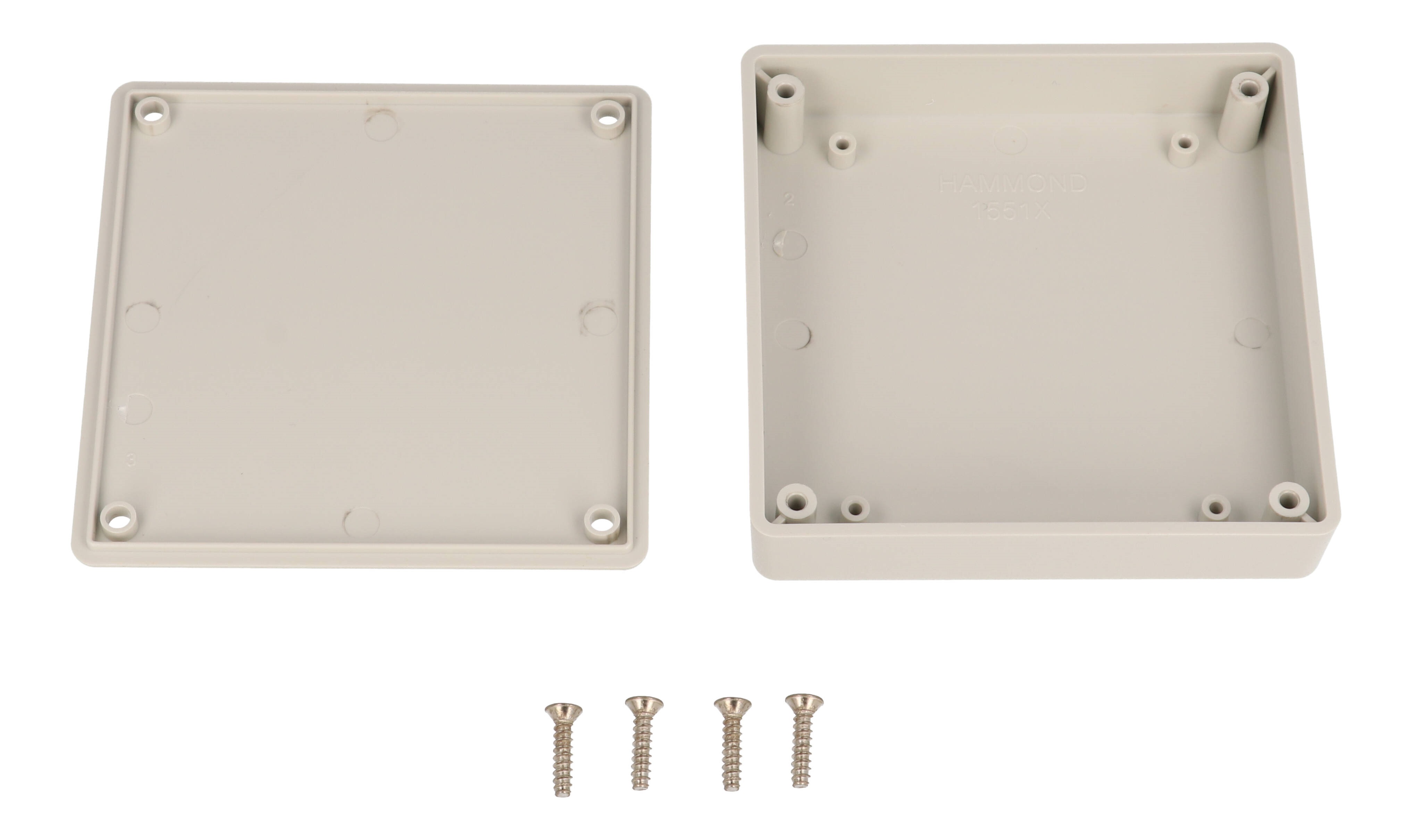 1551XGY grey ABS miniature enclosure, 80 x 80 x 20 mm